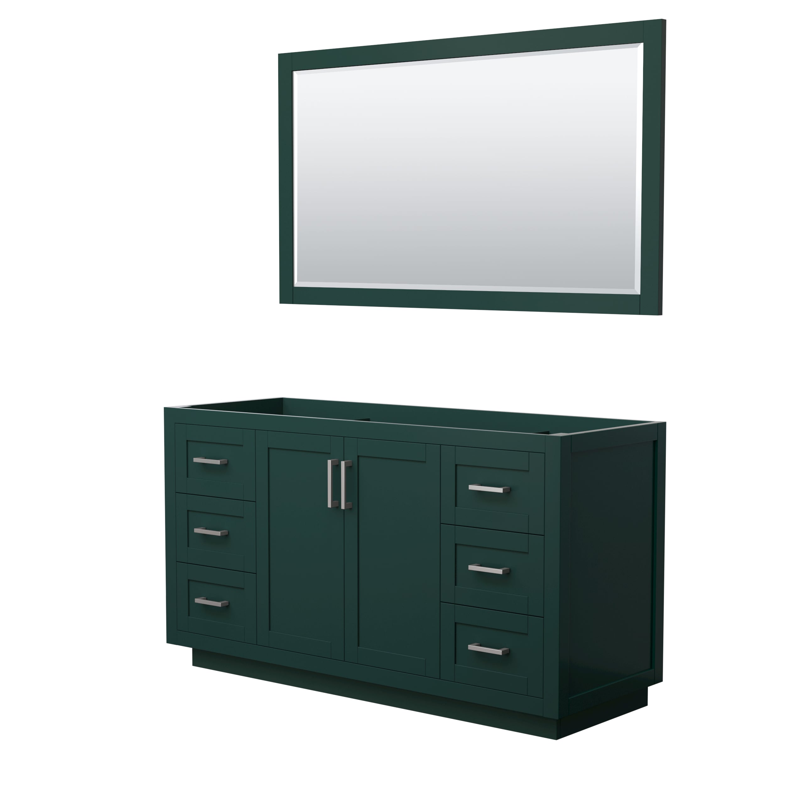 Wyndham Collection WCF292960SGECXSXXM58 Miranda 60-in Green with Brushed Nickel Trim Bathroom Vanity Base Cabinet without Top (Mirror Included)