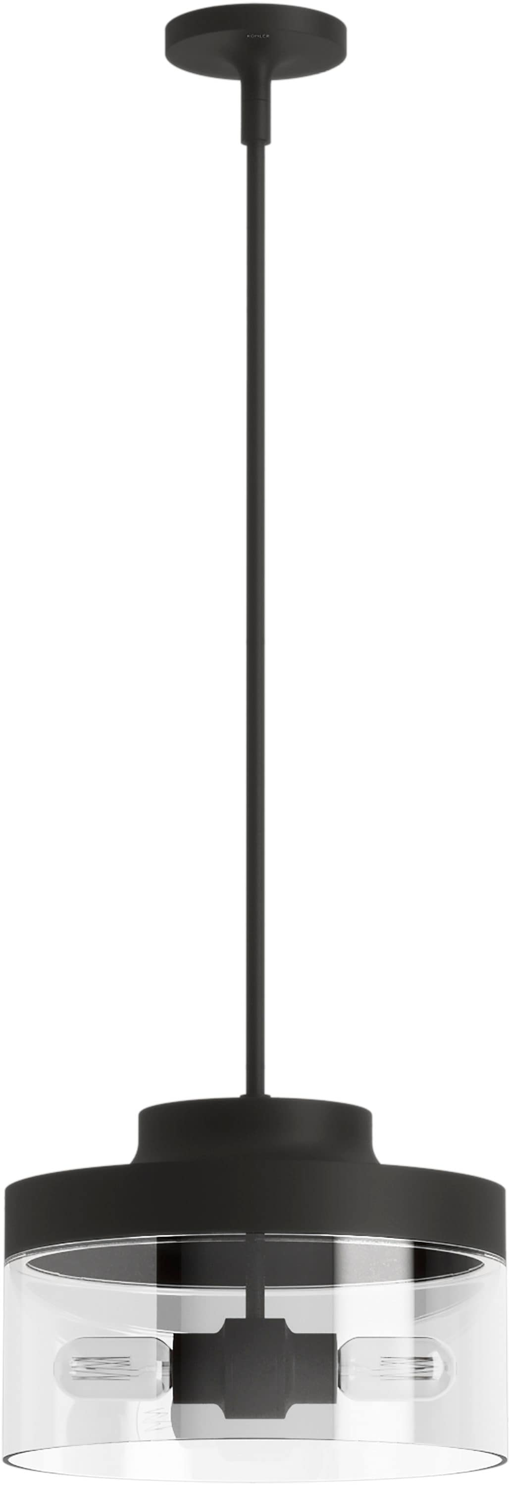 Purist Matte Black 12.71" Two-Light Indoor/Outdoor Modern Pendant