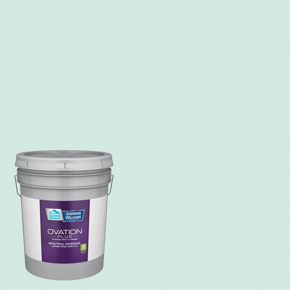 HGTV HOME by Sherwin-Williams 5008-7A-2557223 Ovation Plus Flat Mint Whisper 5008-7A Latex Interior Paint Paint + Primer ( 5-gallon )