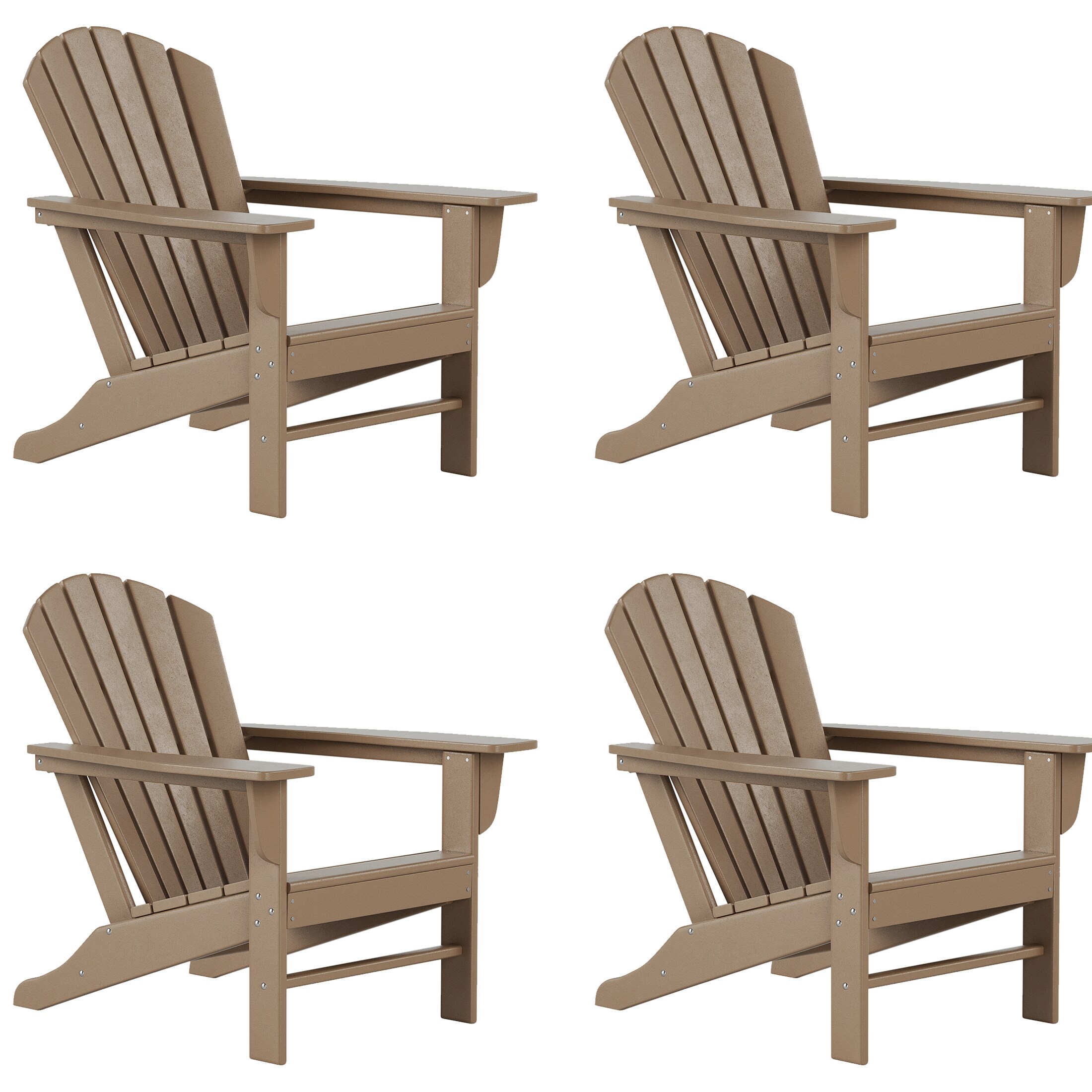 Westin Furniture OP6001-WW-4 Altura Set of 4 Weathered Wood HDPE Frame Stationary Adirondack Chair with Slat Seat