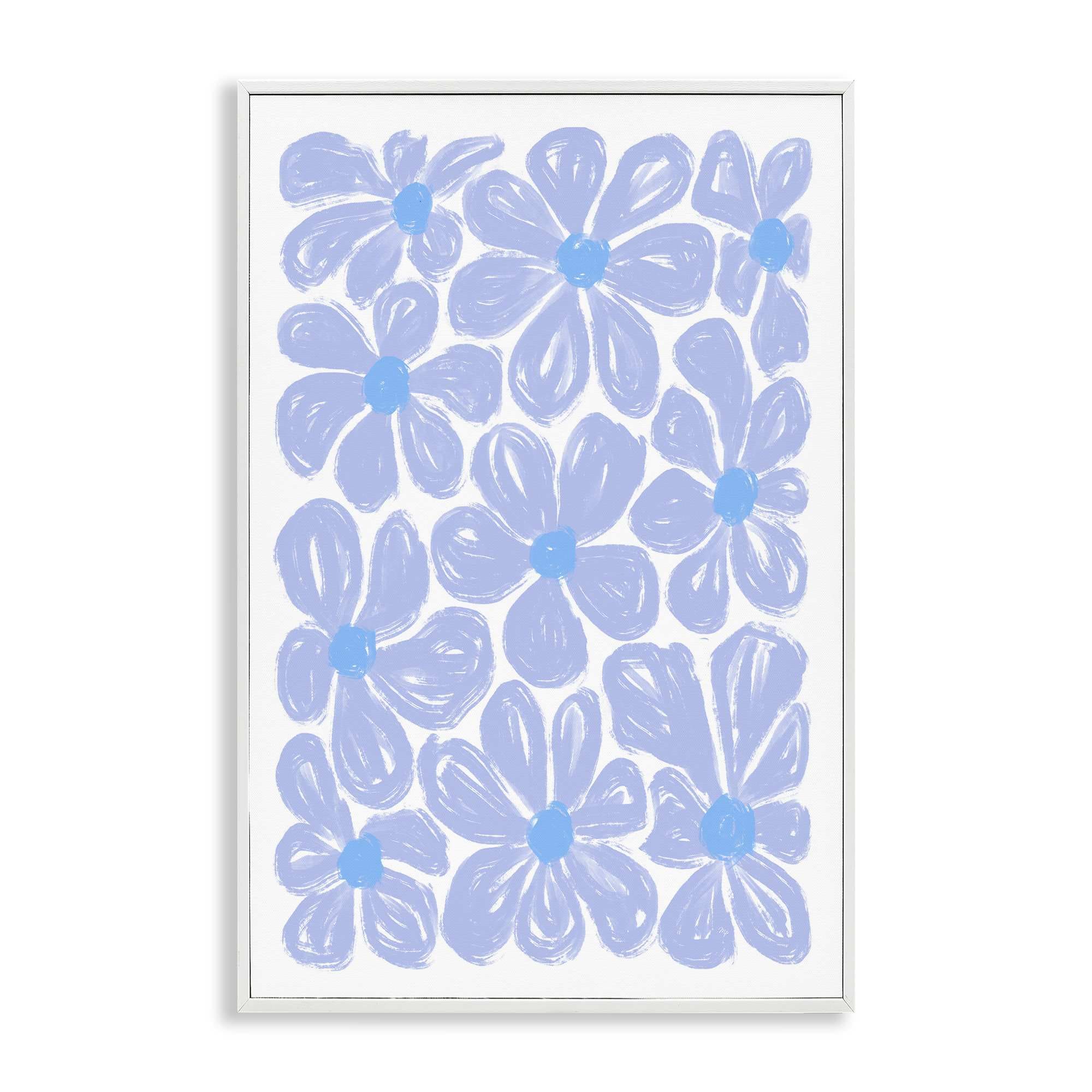 Stupell Industries BS-644-WFR-12X18 Blue Blooms Patterned White Framed Giclee Art By Martina Pavlova 12 x 18