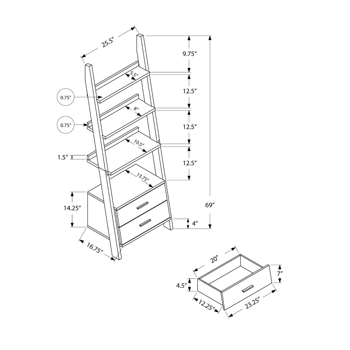 HomeRoots 332876 bookcases - View #3