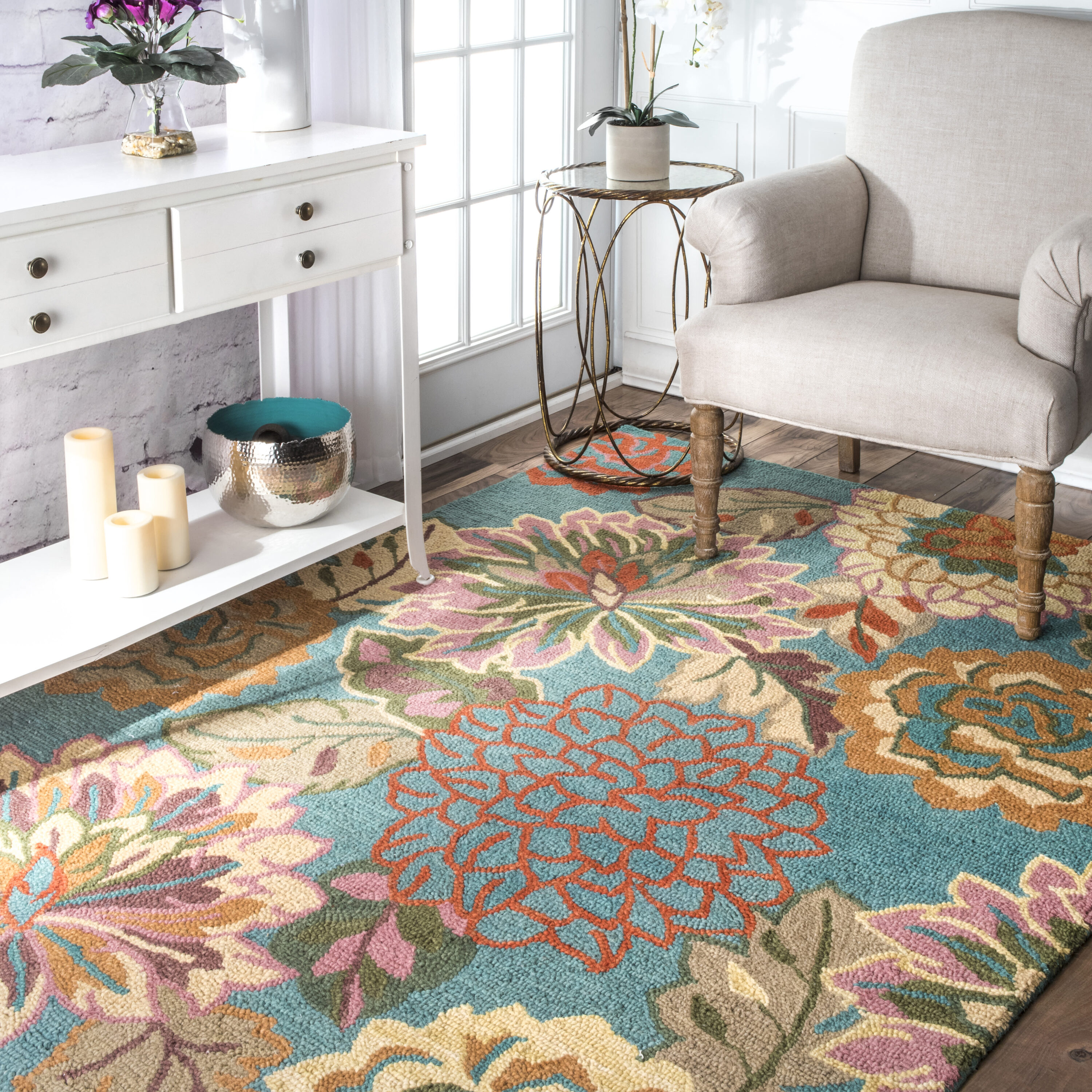 nuLOOM MJSM11A-76096 Anaheim 8 x 10 (ft) Tufted Wool Multi-color Rectangular Indoor Floral/Botanical Global Area rug