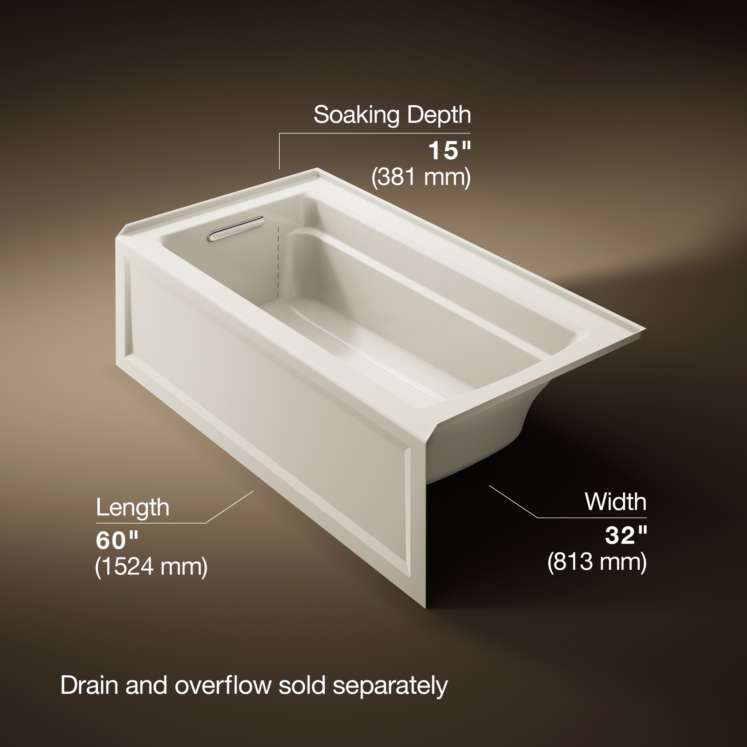 KOHLER Archer 32-in x 60-in Biscuit Acrylic Alcove Bathtub (Left Drain
