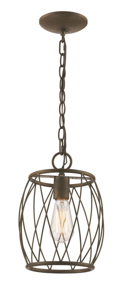 Lucid Lighting PND-2022 AG Antique Gold Rustic Drum Medium (10-22 inches) Hanging Pendant light