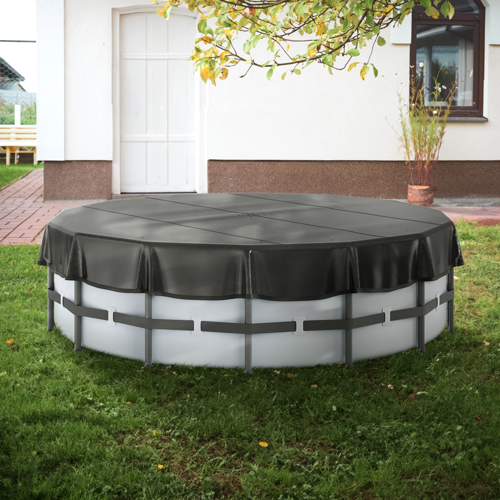 VEVOR 19-ft x 19-ft Pool Safety Cover PVC Winter Round Pool Cover ...