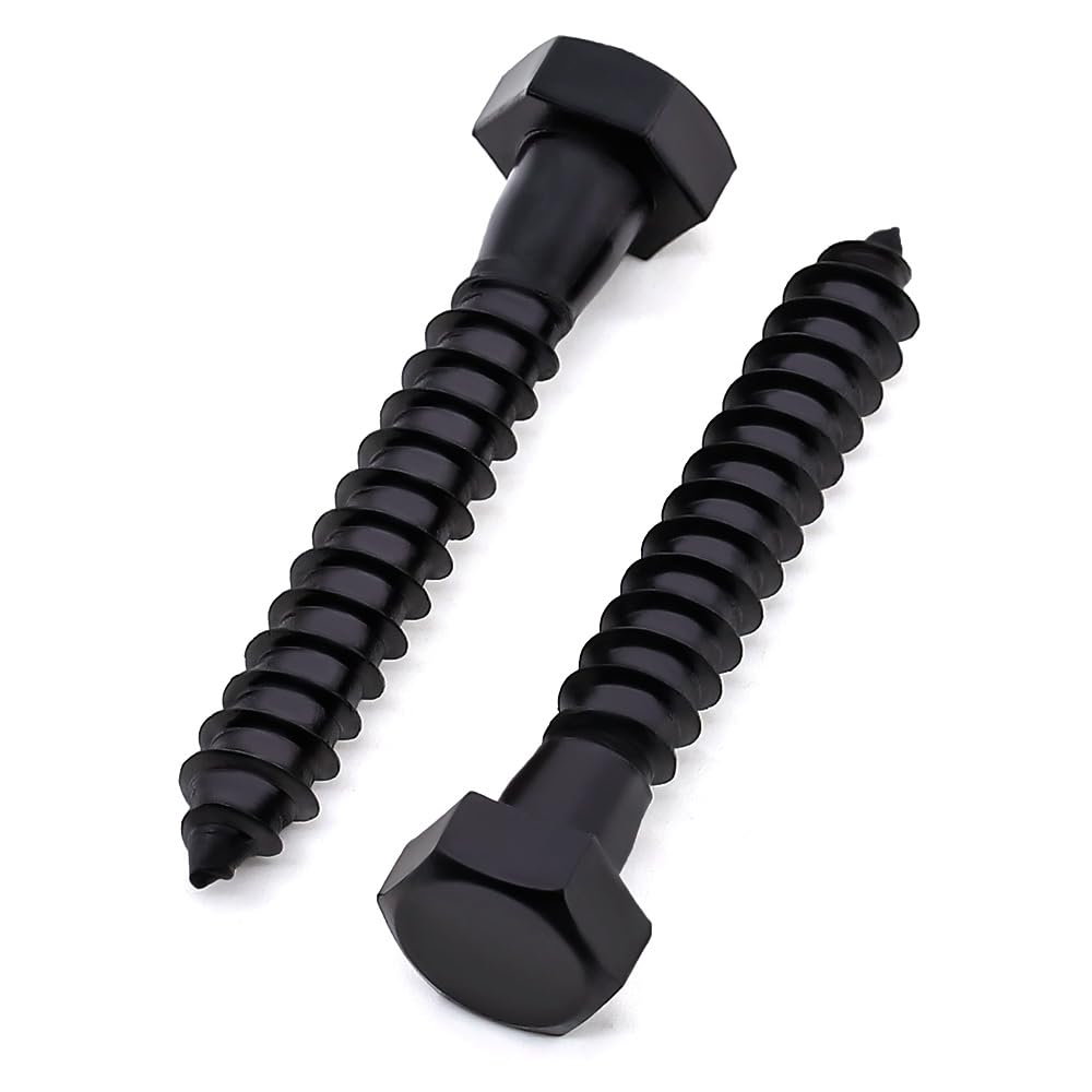 KIWDZFU  Stainless Steel Hex Head Lag Screws 1/2 x 2-1/2 inch Black Coated Partial Thread Hexagon Head Bolts 6 Pieces durable home and garden