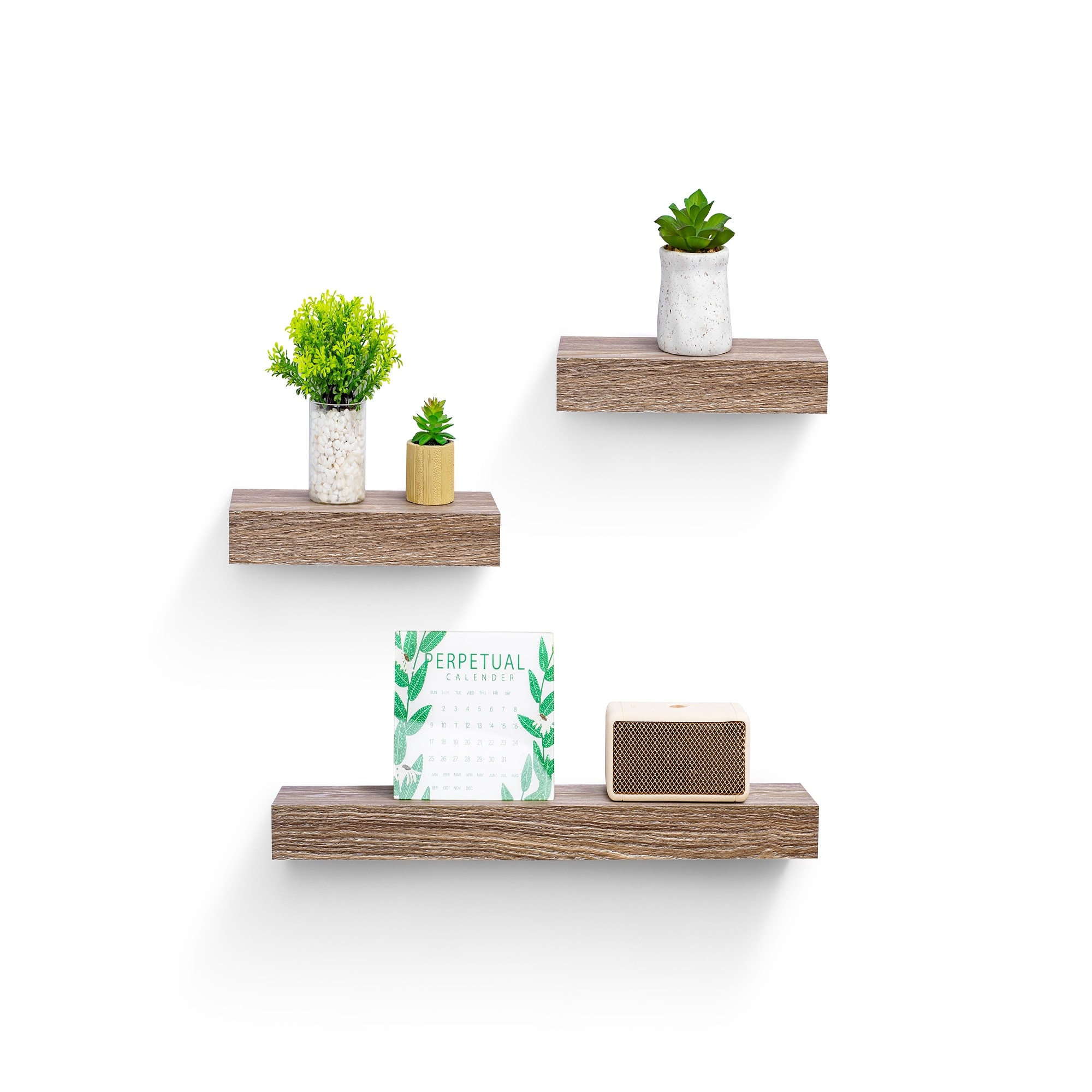 Tatayosi JJ-09050056 Floating Shelves Wall Mounted Wood Shelves for Bathroom; Bedroom; Living Room; Kitchen; Hanging Shelf for Books/Storage/Decor with Invisible Brackets; Maple Light Gray