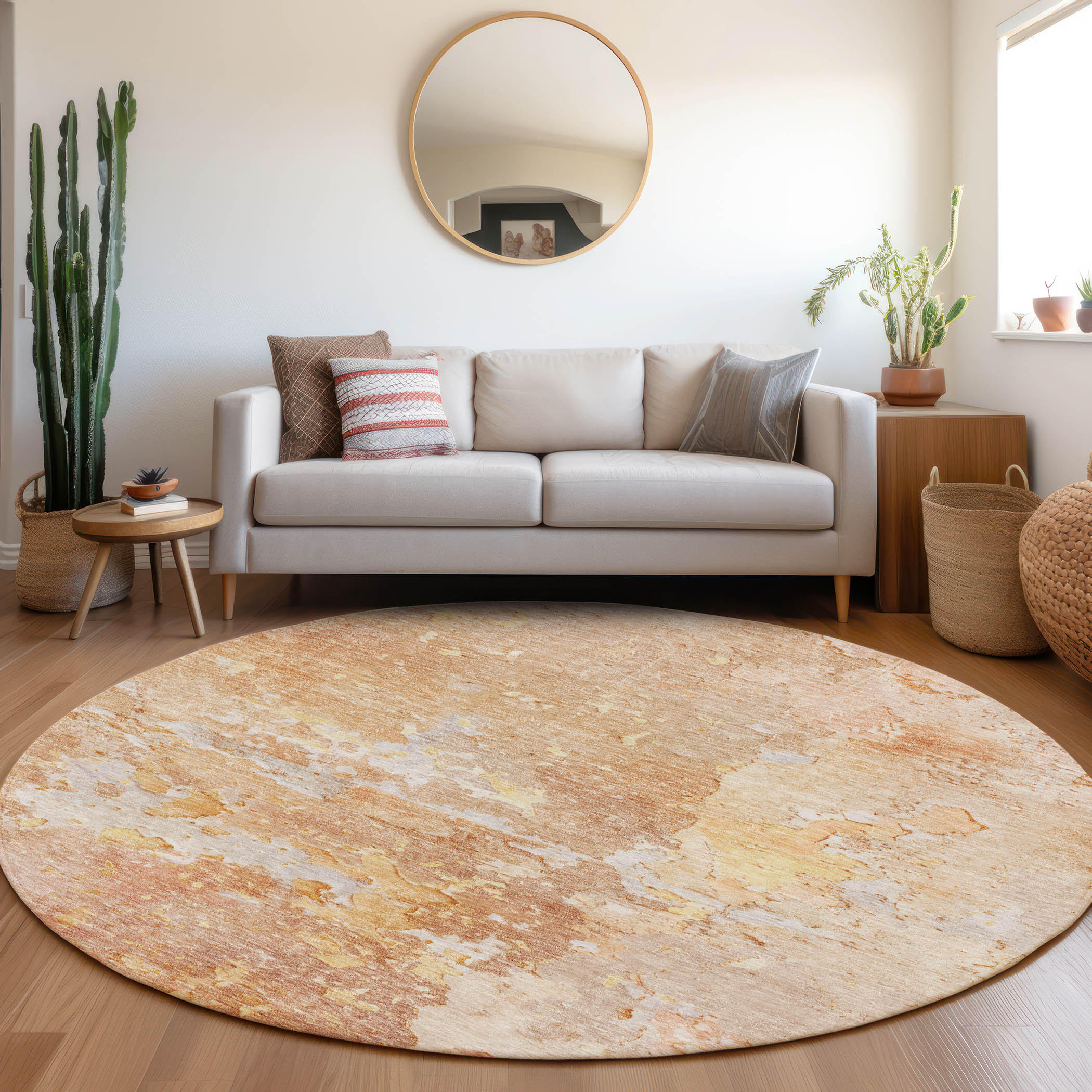 Addison Rugs ACN1234SM8RO Chantille ACN1234SM 8 x 8 (ft) Polyester Salmon Round Indoor/Outdoor Geometric Machine washable Area rug