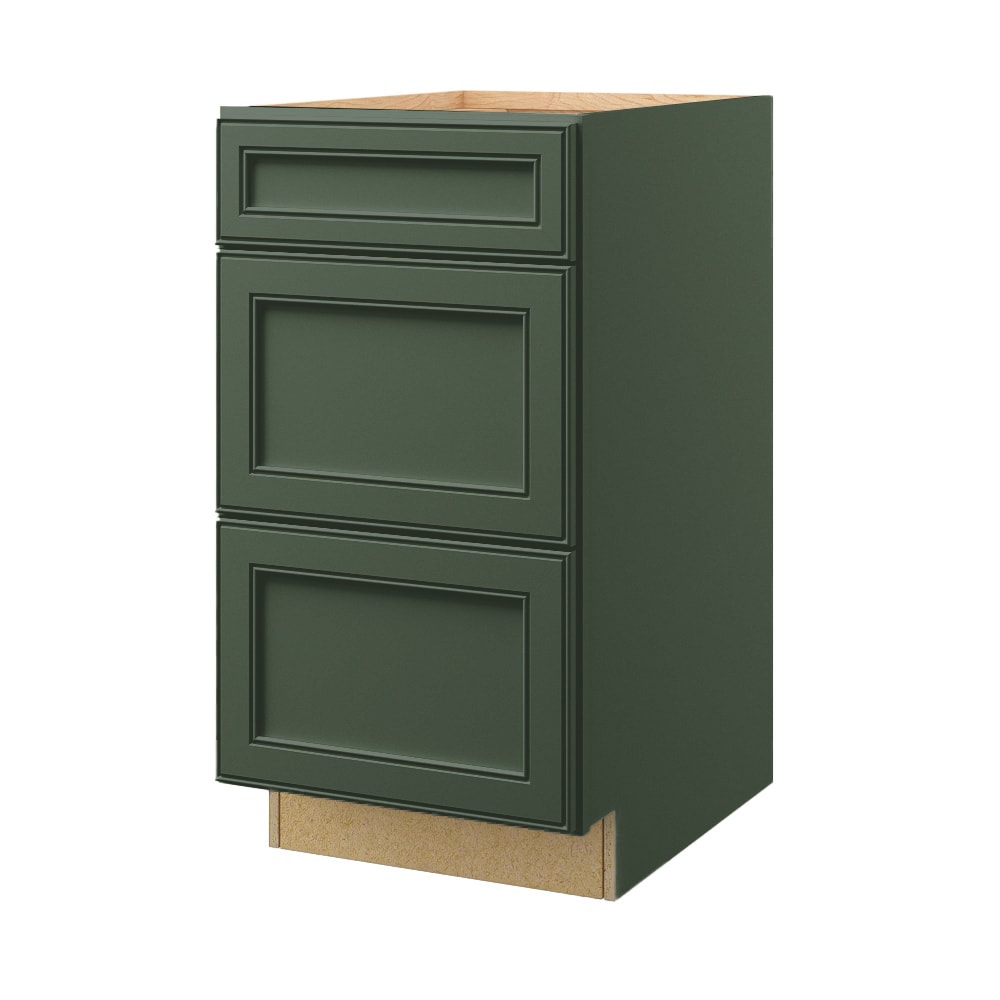 Heathrow 18-in W x 34.5-in H x 24-in D Sage 3-Drawer Base Fully Assembled Cabinet (Recessed Panel Style) in Green | - allen + roth 21180HR