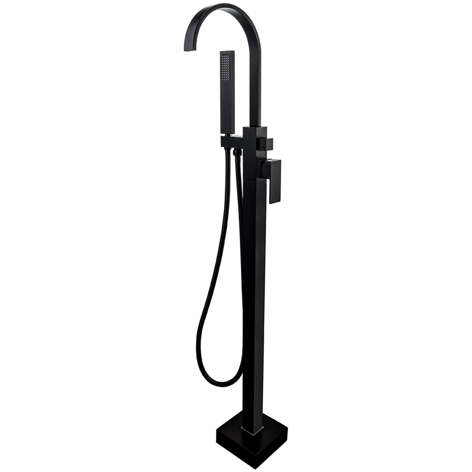 BWE A-97011-BLACK Matte Black 1-handle Freestanding High-arc Bathtub Faucet with Hand Shower ( Valve Included )