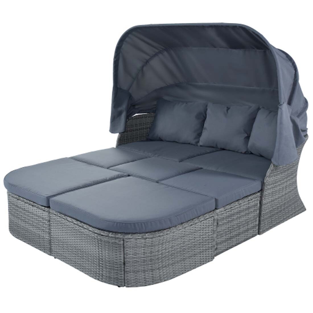 Damerin N7CS32 6 -Piece Rattan Patio Sofa Conversation Set with Gray Cushions