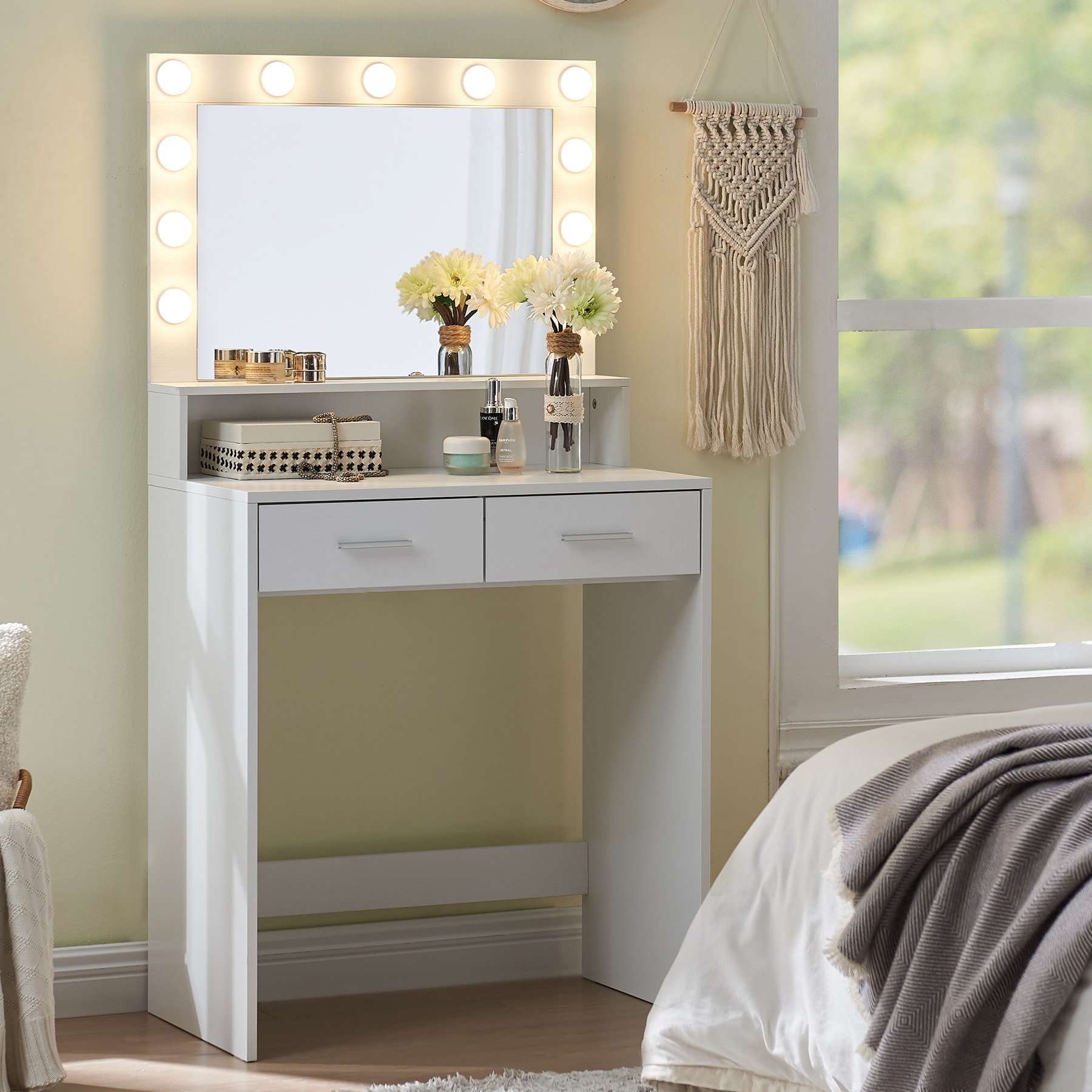 Siavonce - 54.3-in White Makeup Vanity