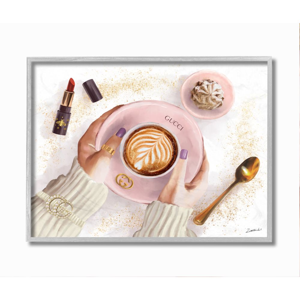 Stupell Industries Glam Latte Art Women's Fashion Accessories Coffee Ziwei  Li Framed 20-in H x 16-in W Figurative Wood Print in the Wall Art  department at