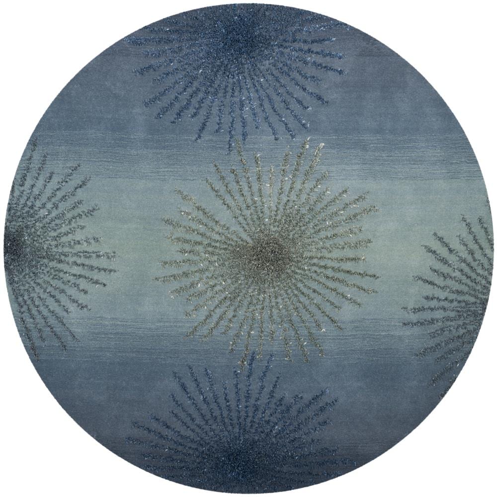Safavieh SOH712W-6R Soho Starburst 6 x 6 (ft) Tufted Wool Denim Round Indoor Abstract Area rug