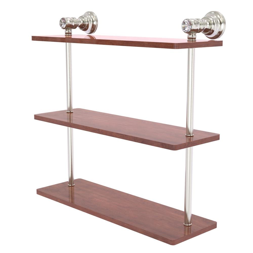 Allied Brass CC-5-16-IRW-SN Carolina Crystal Satin Nickel 3 -Tier Wall mount Bathroom Shelf ( 16-in x 16-in x 5-in )