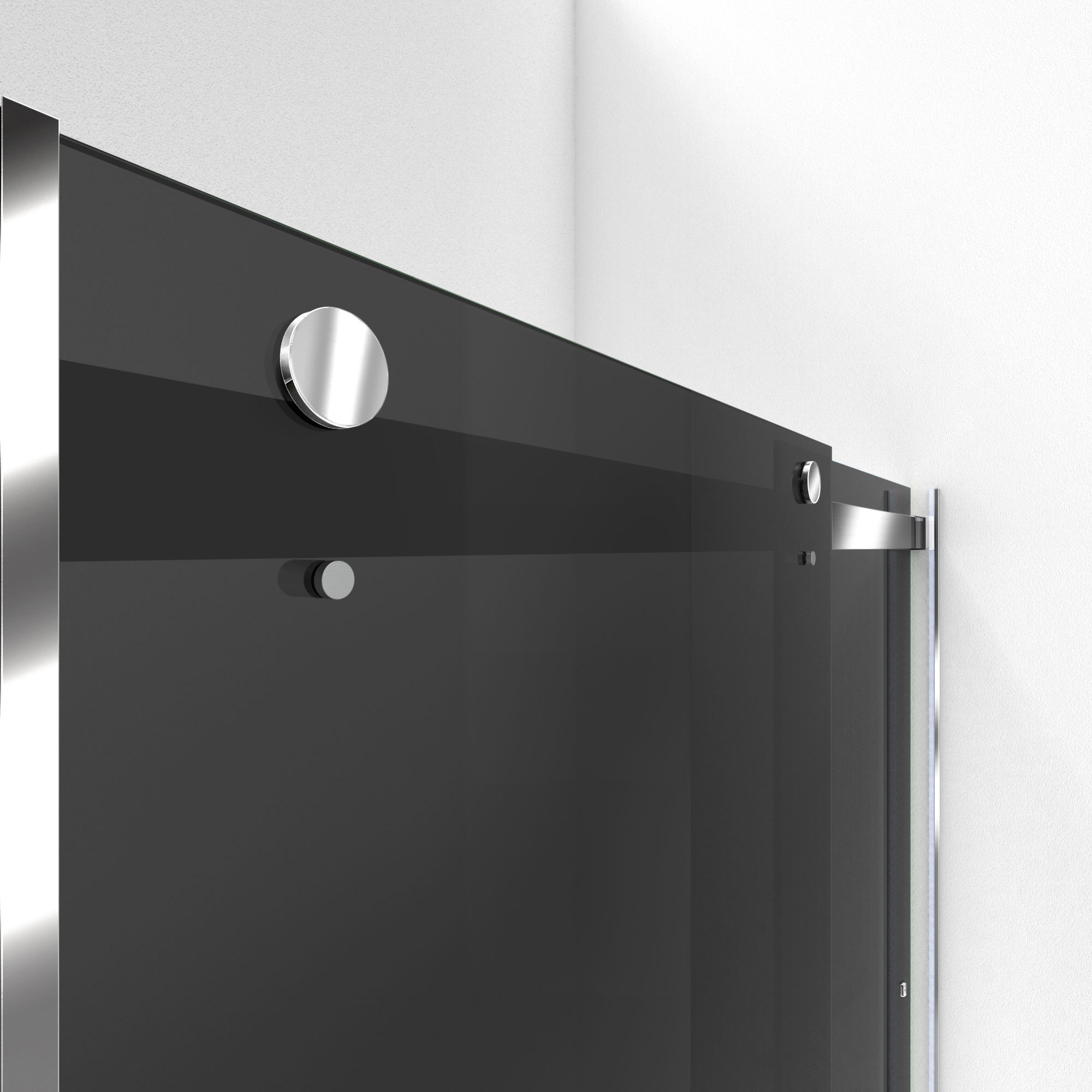 Smoke Gray Frameless Glass Bypass Shower Door with Chrome Finish