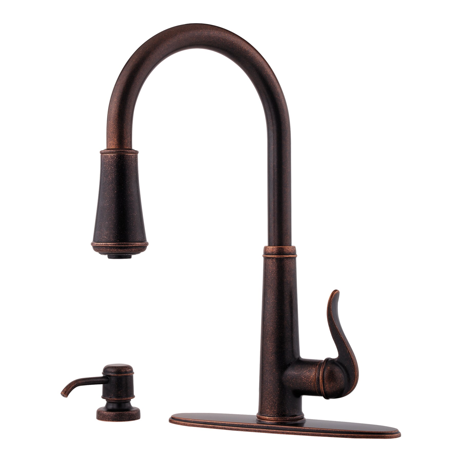 Pfister Ashfield Rustic Bronze 1-Handle Deck-Mount Pull-Out Handle Kitchen Faucet (Deck Plate Included)