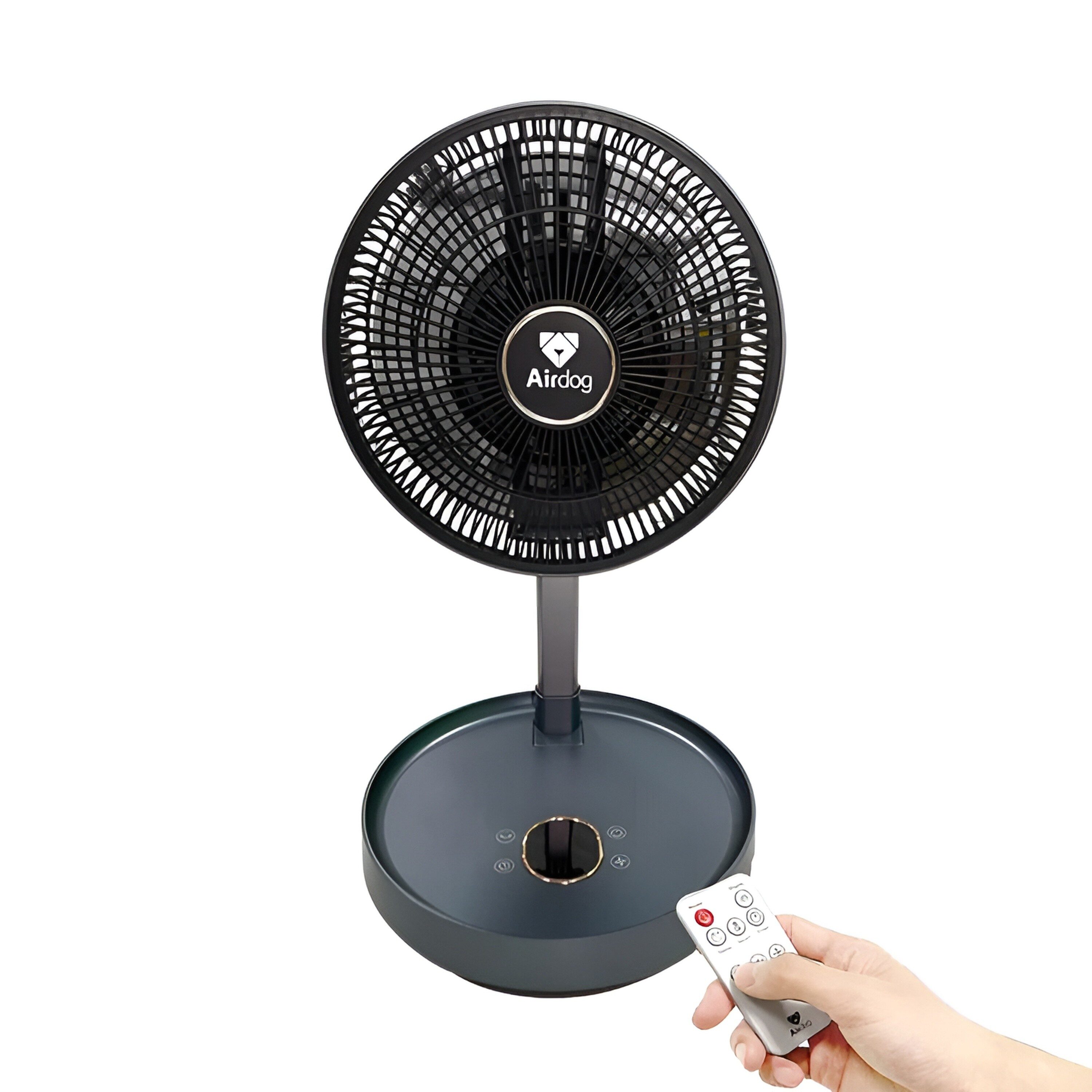 Airdog 11.65-in 12-Volt 12-Speed Indoor or Outdoor Black Oscillating Floor  Fan with Remote