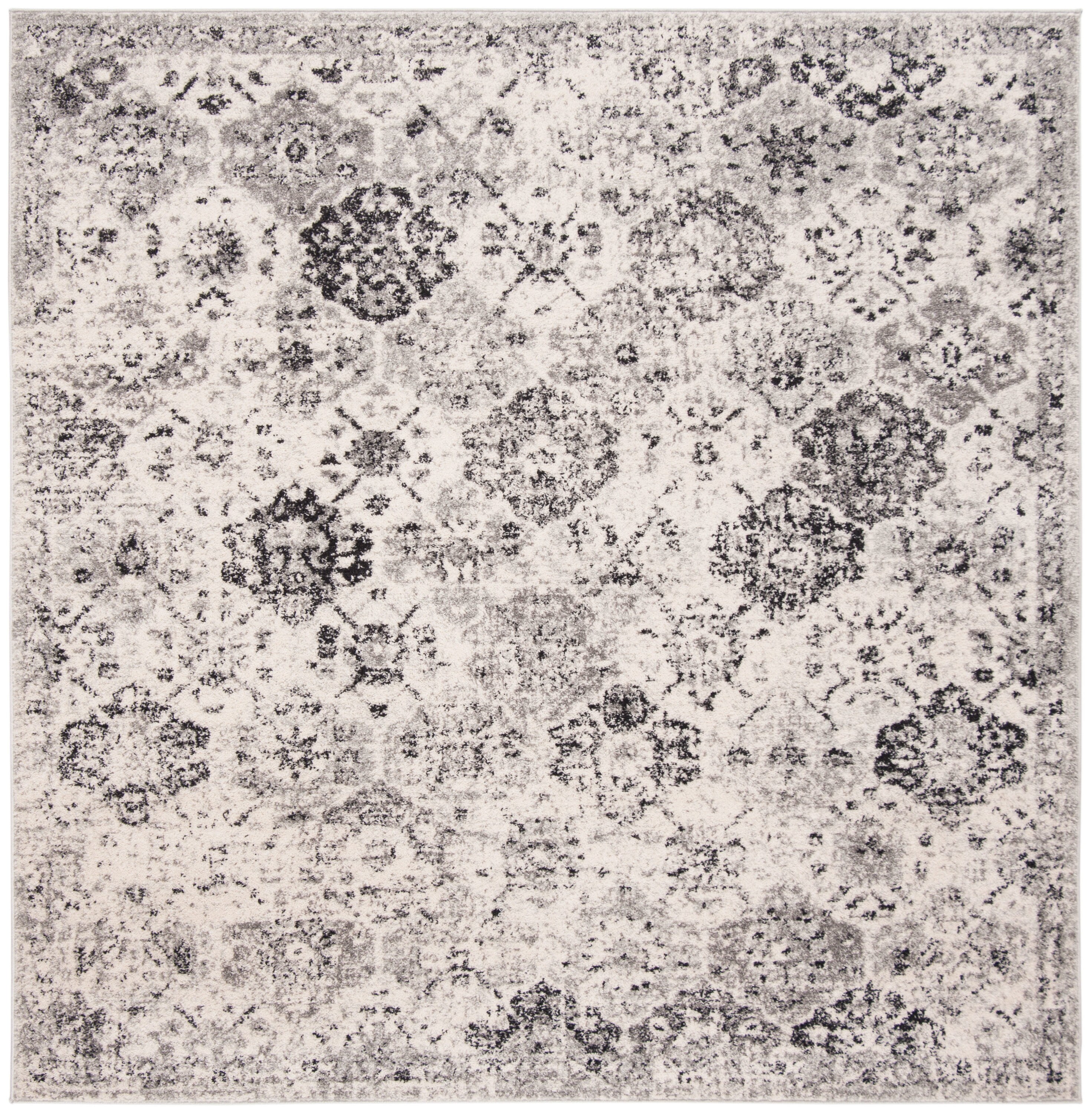 Safavieh MAD611G-8SQ Madison 8 x 8 (ft) Loomed Polypropylene Silver/Gray Square Indoor Distressed/Overdyed Vintage Area rug