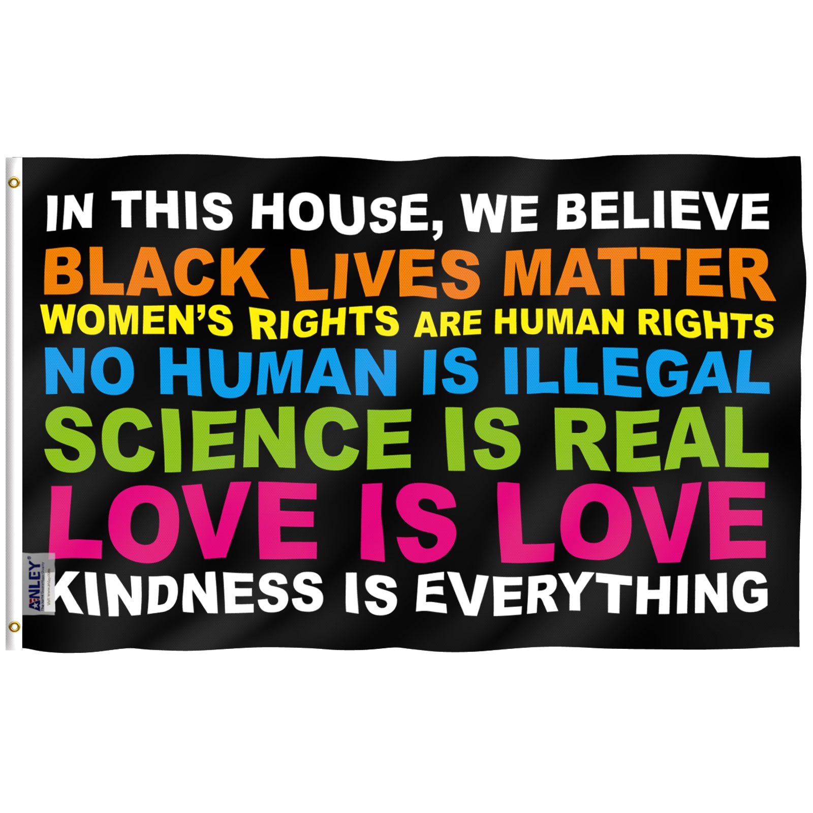 Anley A.FLAG.INTHISHOUSE In This House We Believe 5-ft W x 3-ft H Flag