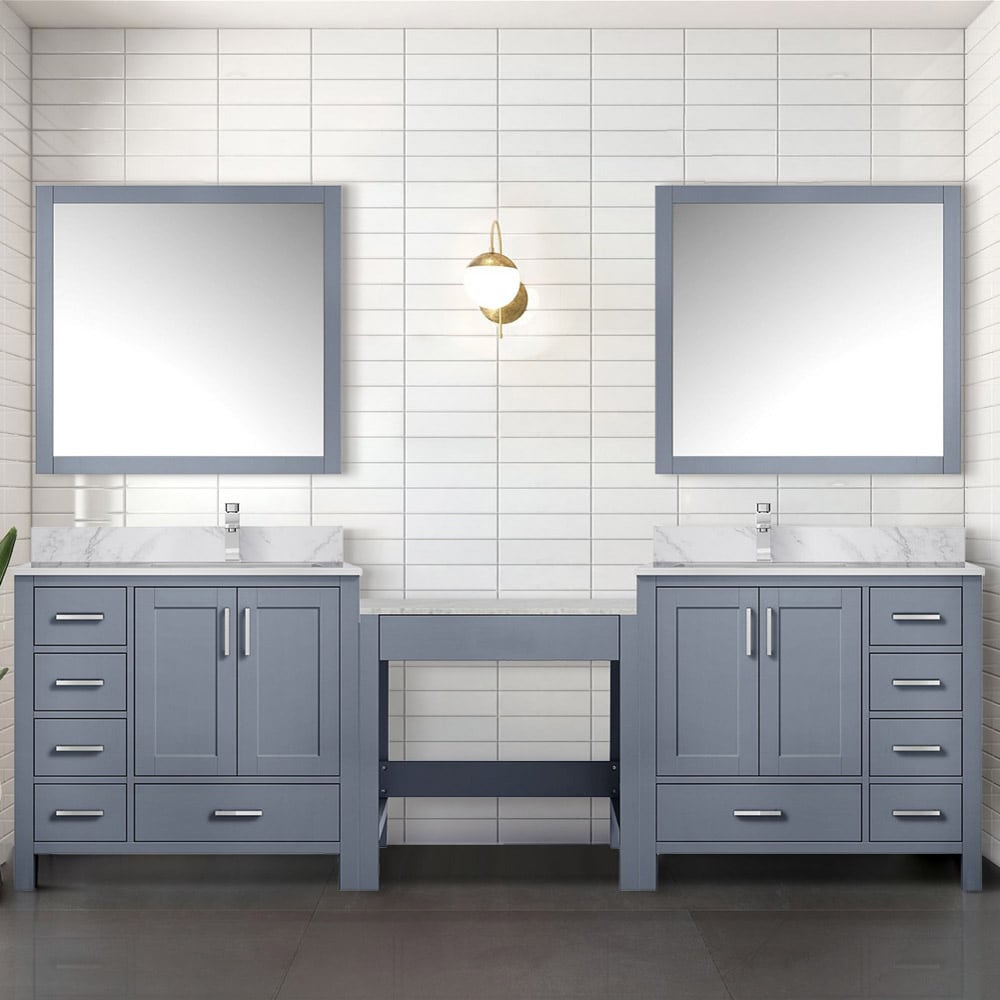 Lexora LVOP102DB101 Opal 102-in Dark Grey Undermount Double sink Bathroom Vanity with White Carrara Marble Top (Faucet Included)