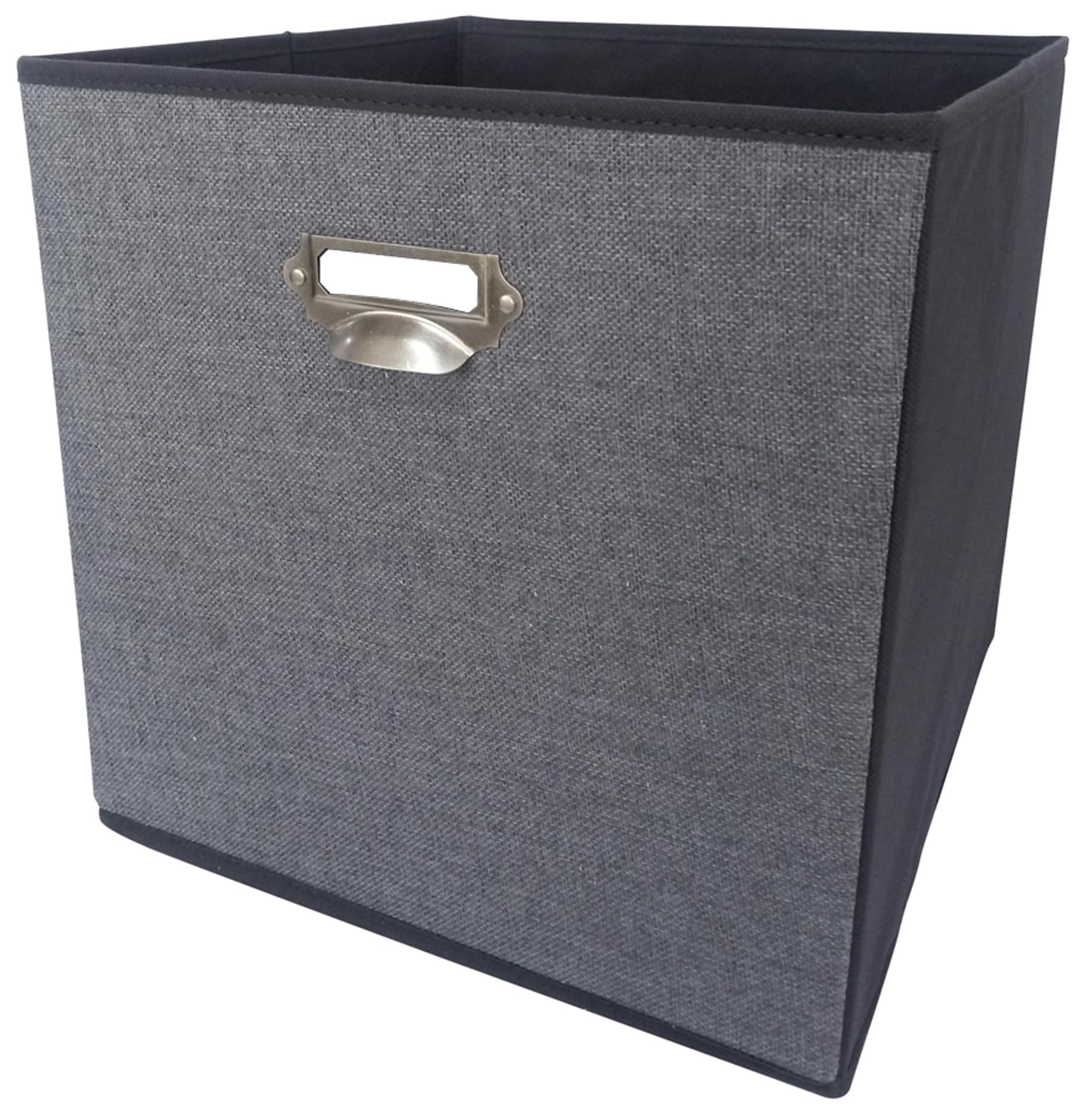 allen + roth Herringbone 12.75-in W x 12.75-in H x 12.75-in D Gray Fabric  Bin