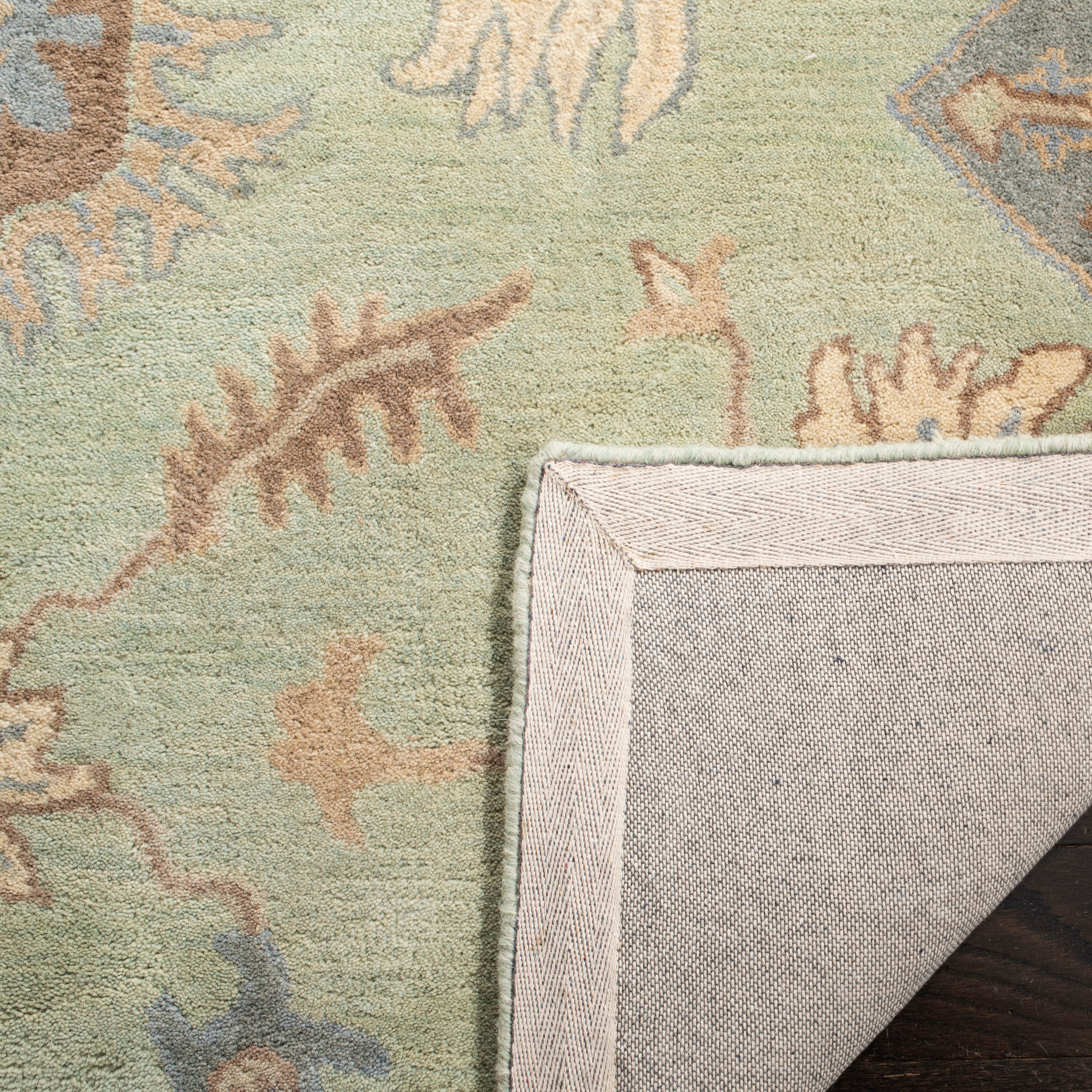 Hand-Tufted Artisan Floral Wool 7' Square Rug in Blue