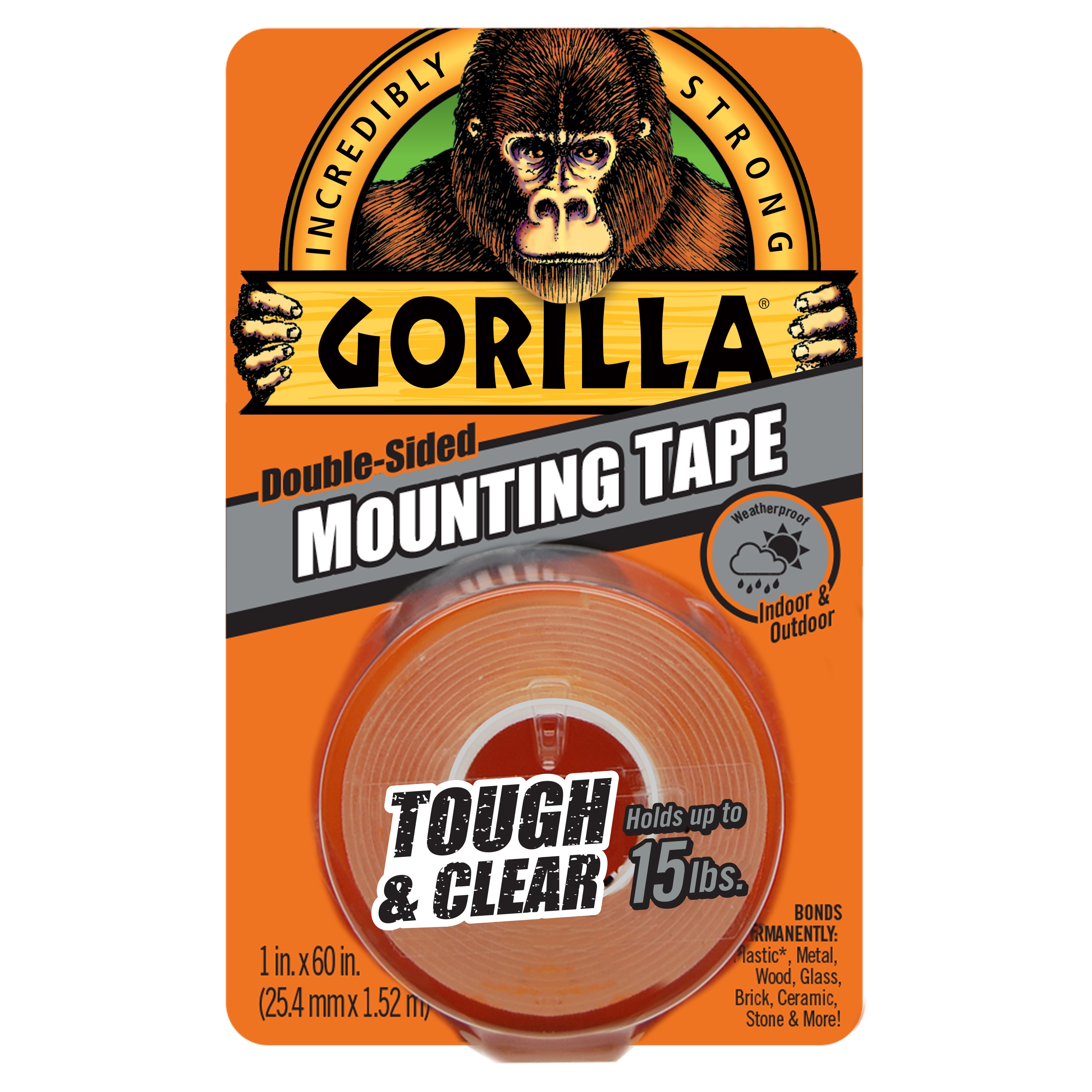 Clear, 1 x 150 Gorilla Tough & Clear Double Sided XL Mounting Tape 2 Pack of 1 