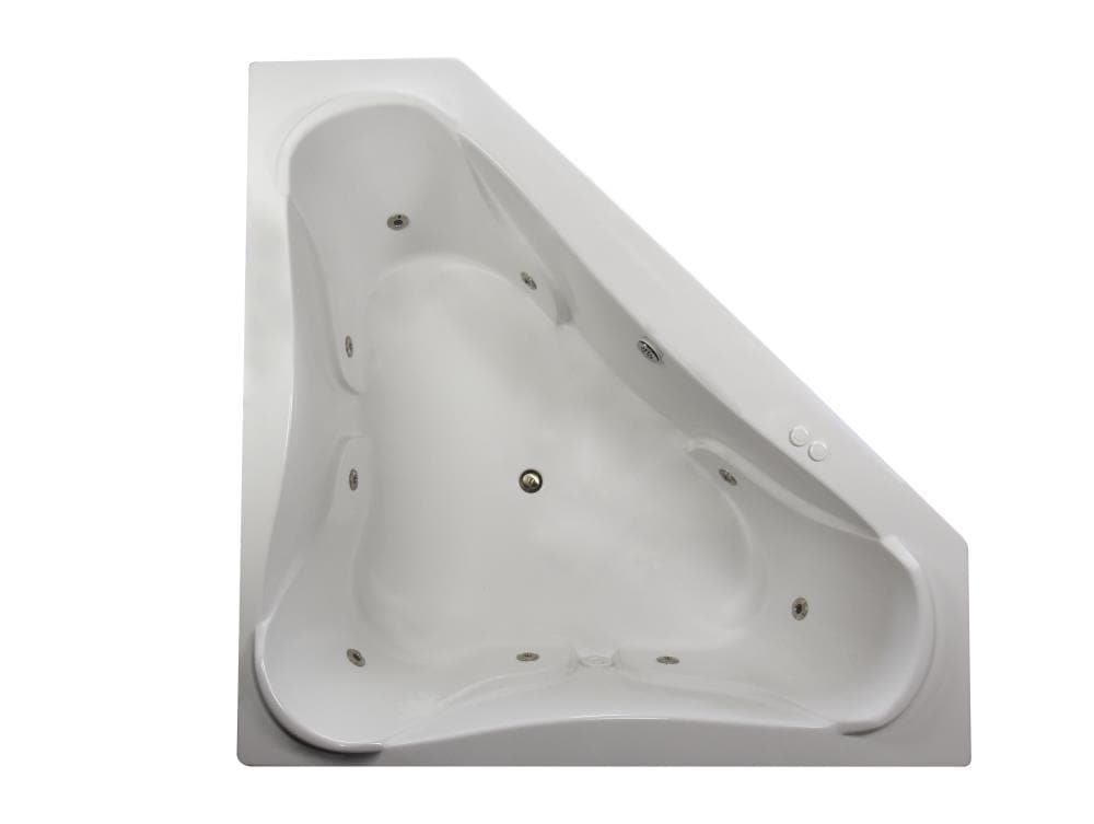 WaterTECH 7272 WHITE Designer 72-in x 72-in White Acrylic Corner Drop-in Whirlpool tub ( Reversible Drain )
