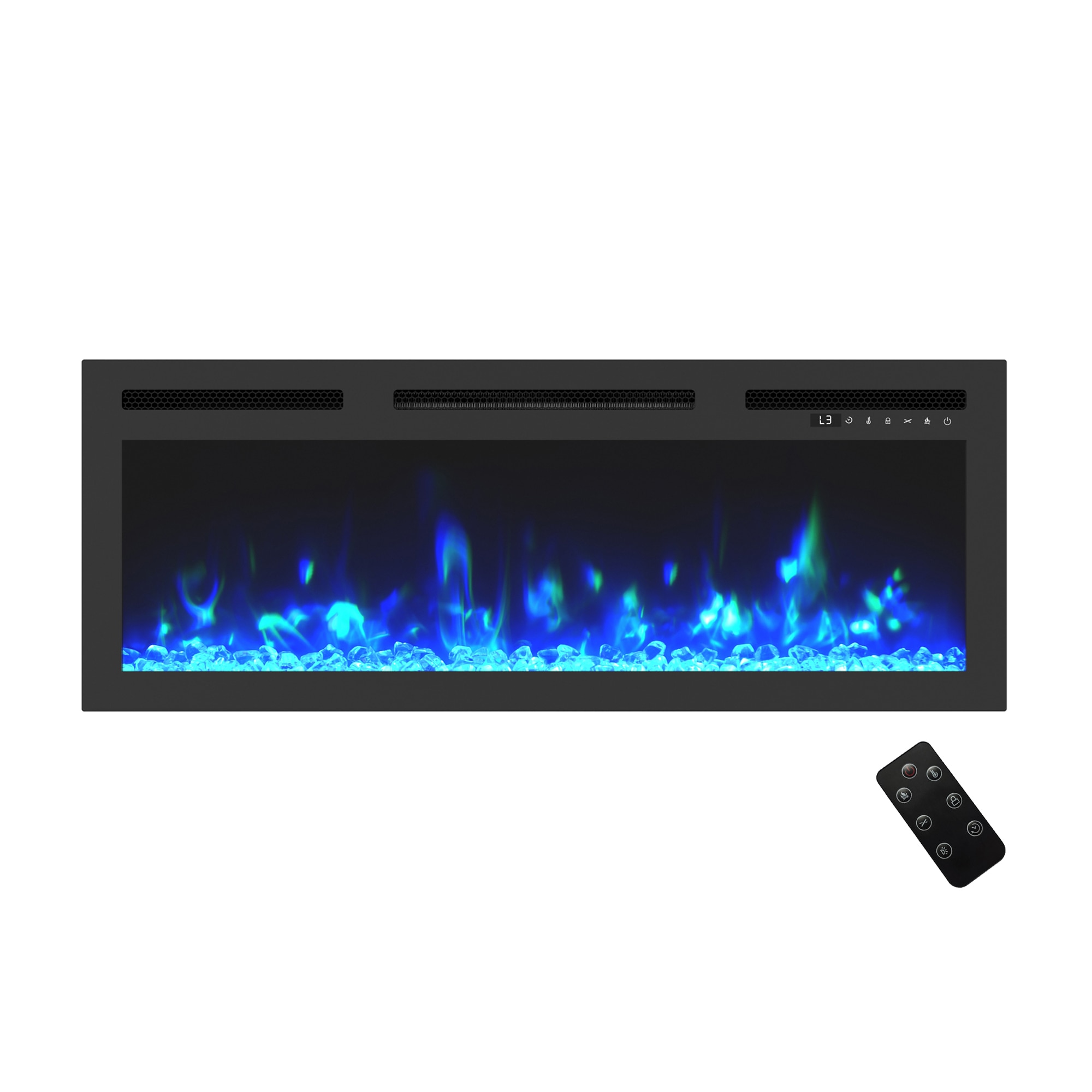 Mondawe MO-ZHX-36-058 36-in W Black Wall mount Infrared quartz Wall-mount Electric Fireplace with Remote Control Included
