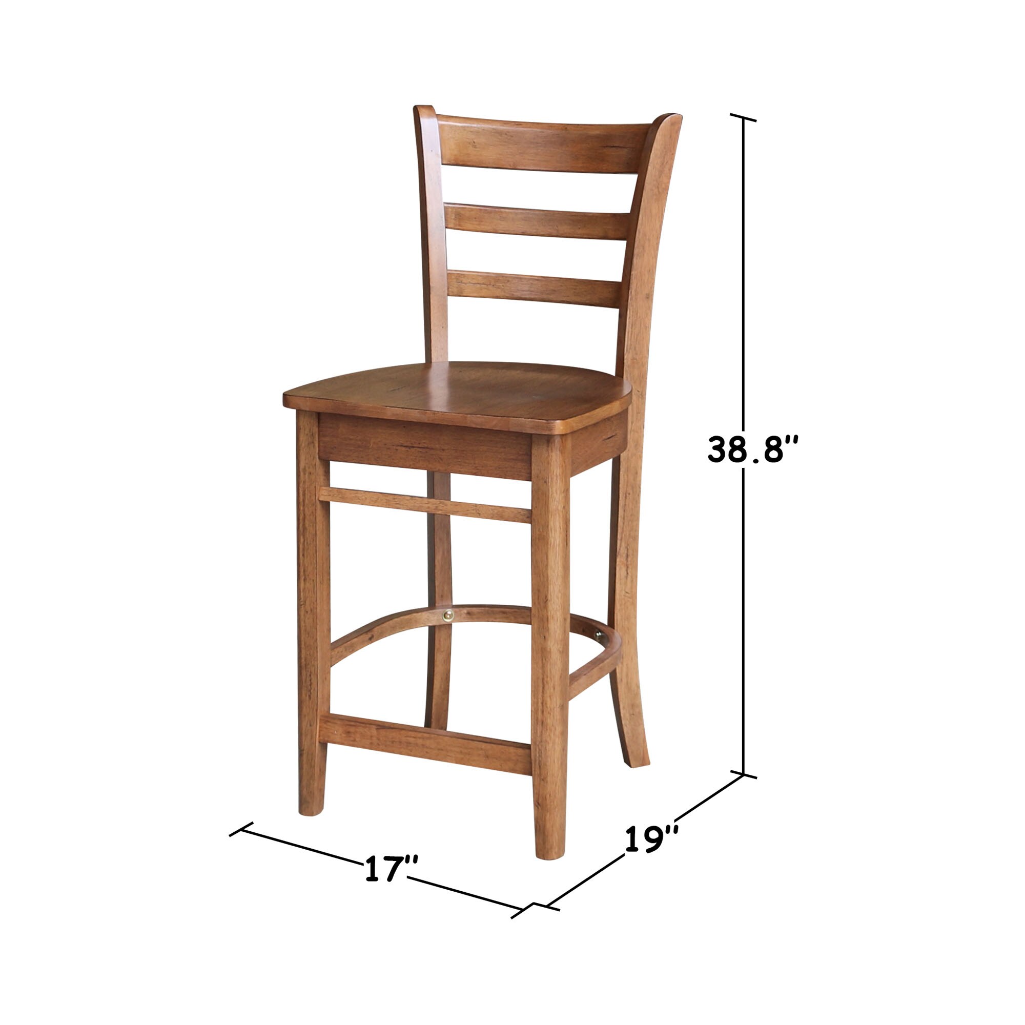 Emily Distressed Oak Solid Wood Counter Height Stool