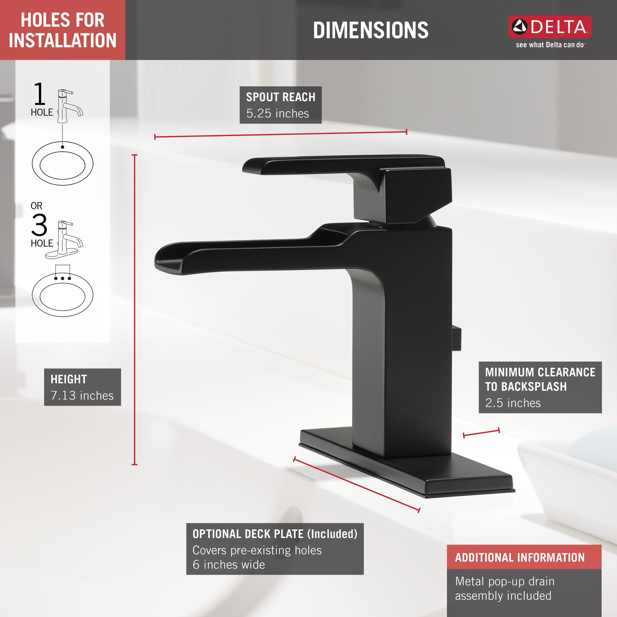 Delta Ara Matte Black 4 In Centerset 1 Handle Watersense Waterfall