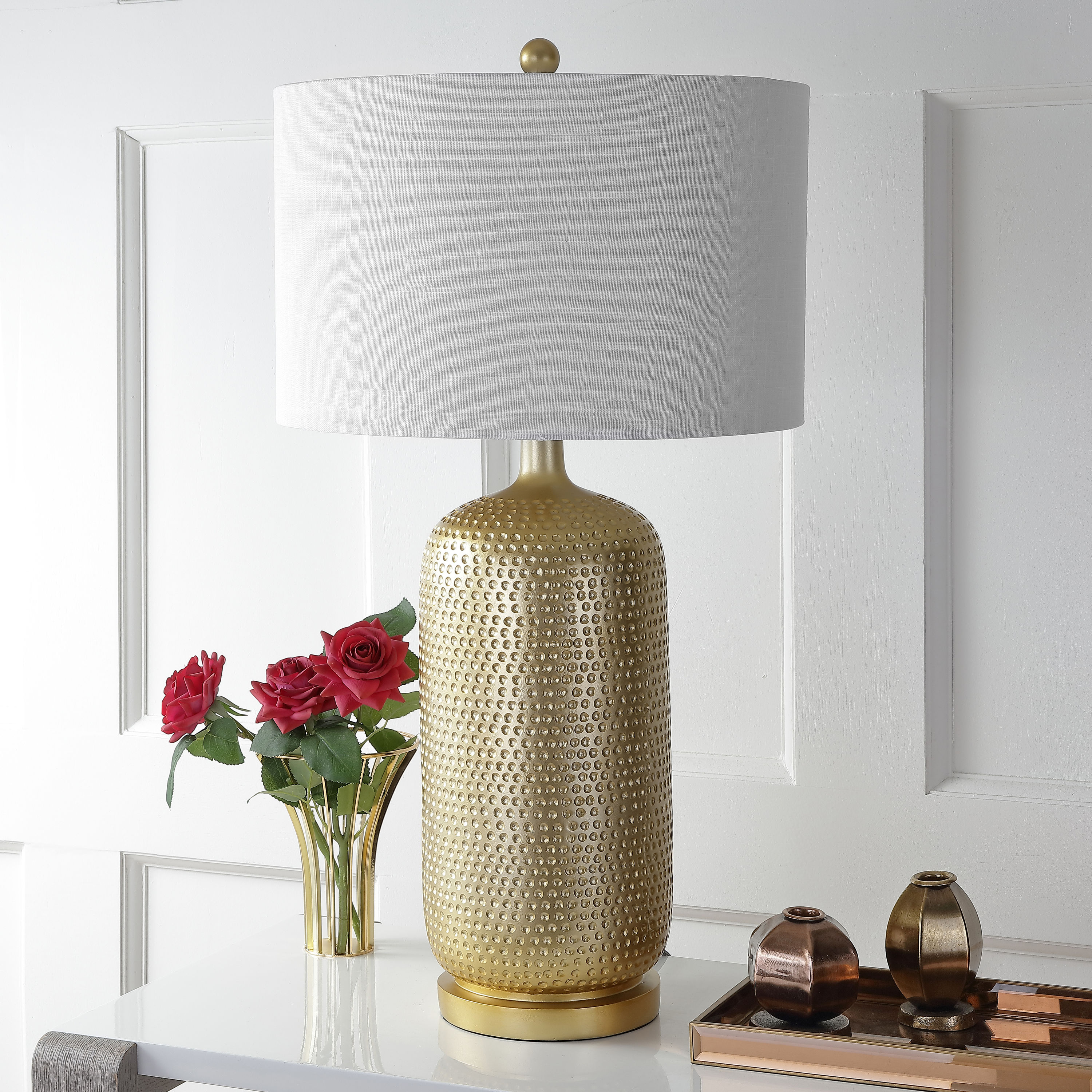 Sophia 30" Gold Resin Table Lamp with Linen Shade