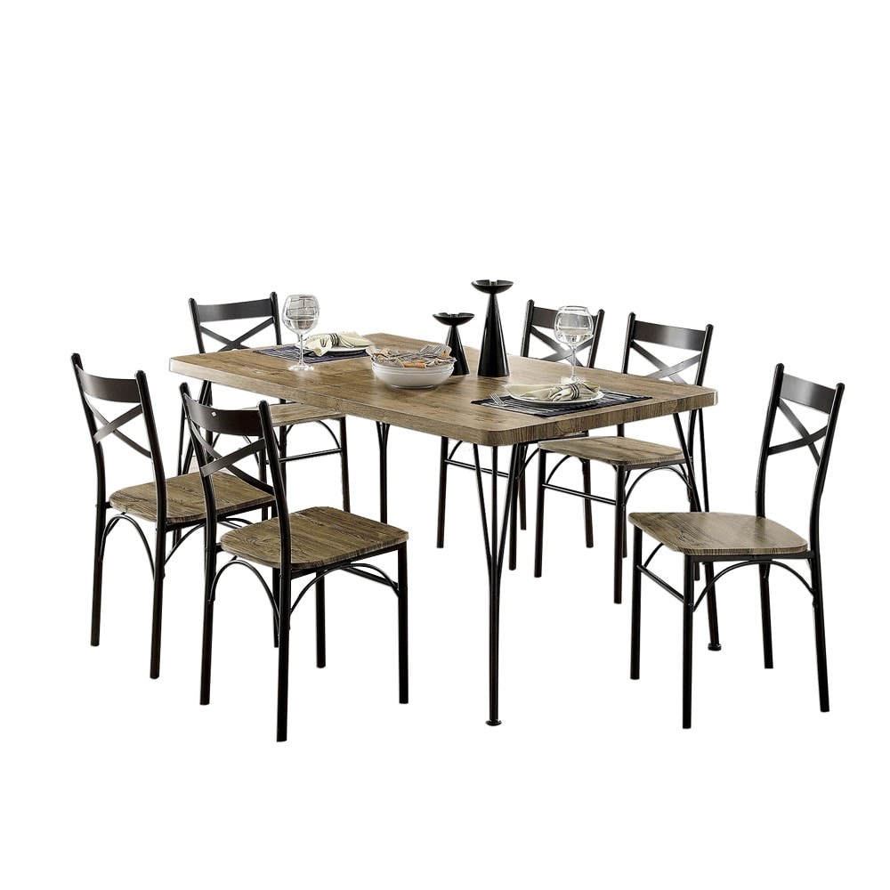 benzara industrial dining table set