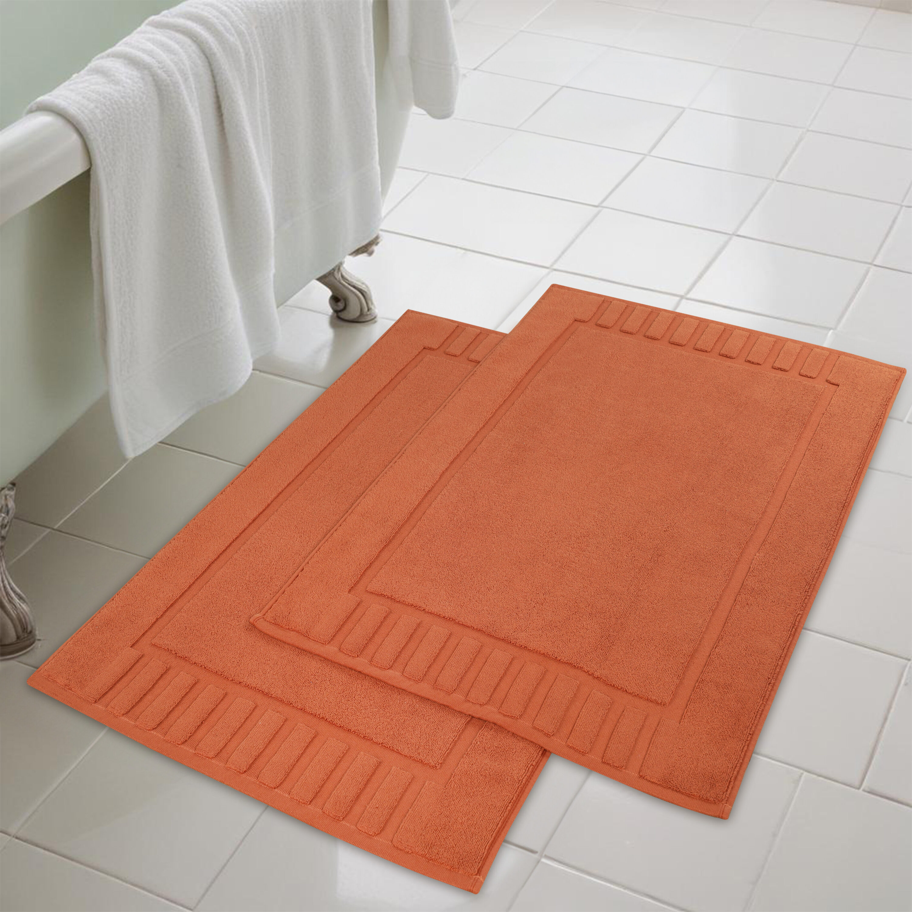 Superior 22-in x 35-in Coral Cotton Bath mat set