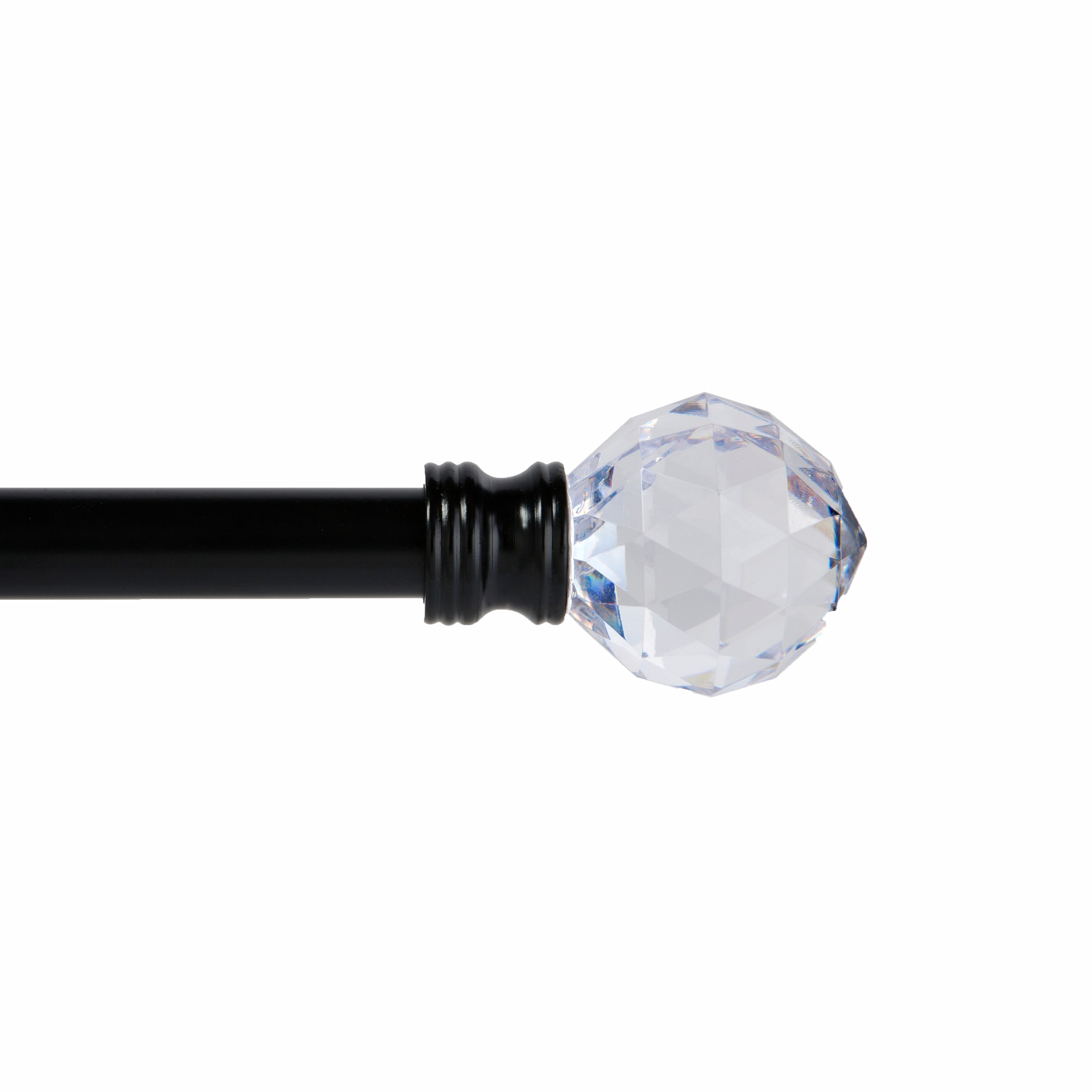 Kenney KN55951 Harris 48-in to 86-in Matte Black Steel Single curtain rod with Finials