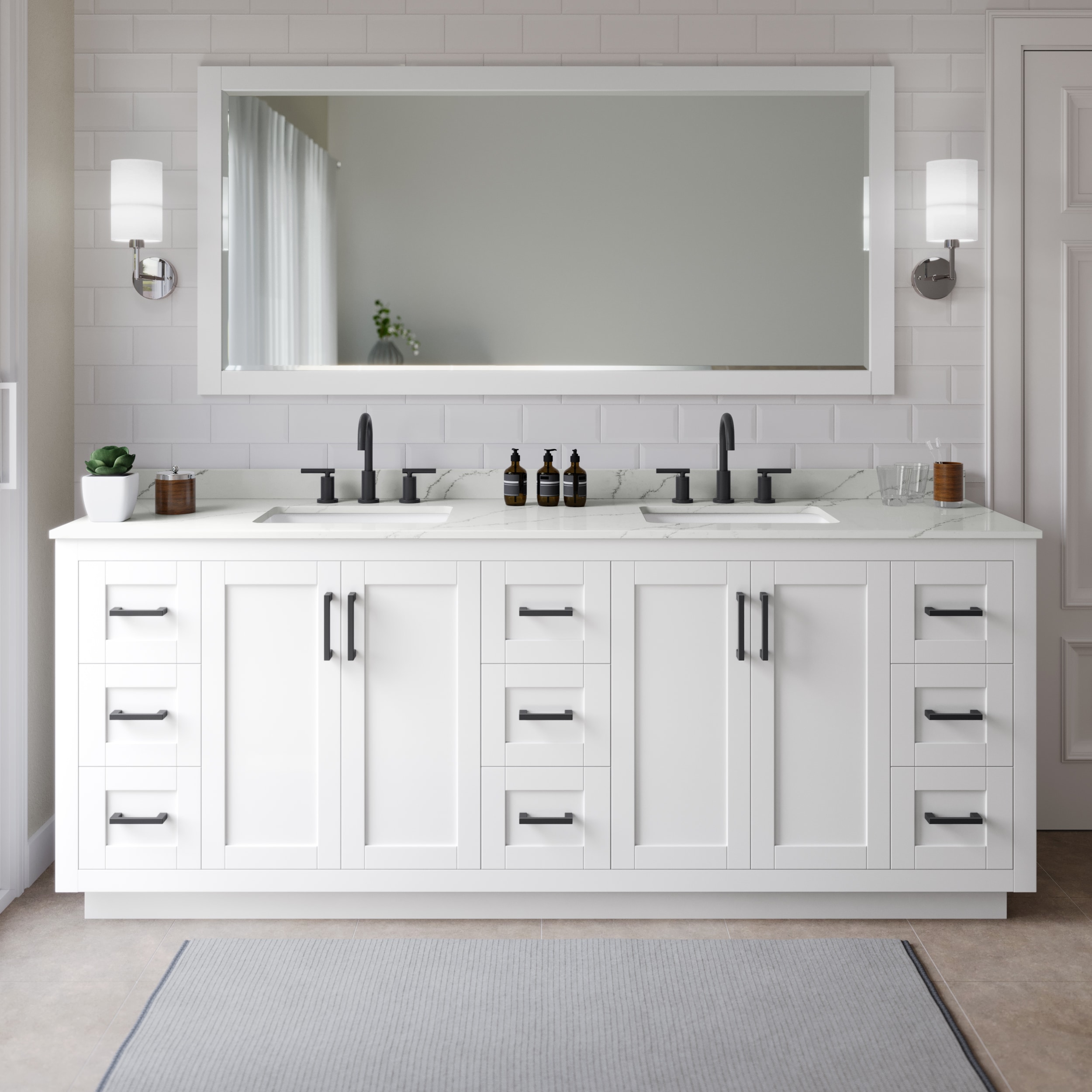 Wyndham Collection Miranda 84-in White Undermount Double