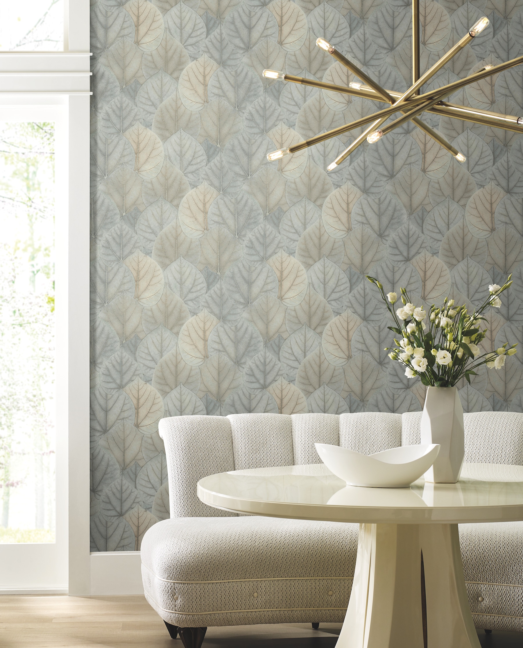 York Wallcoverings OS4244 Modern Nature 2nd Edition 60.8-Sq. Feet Blue Non-woven Ivy/Vines Unpasted Wallpaper