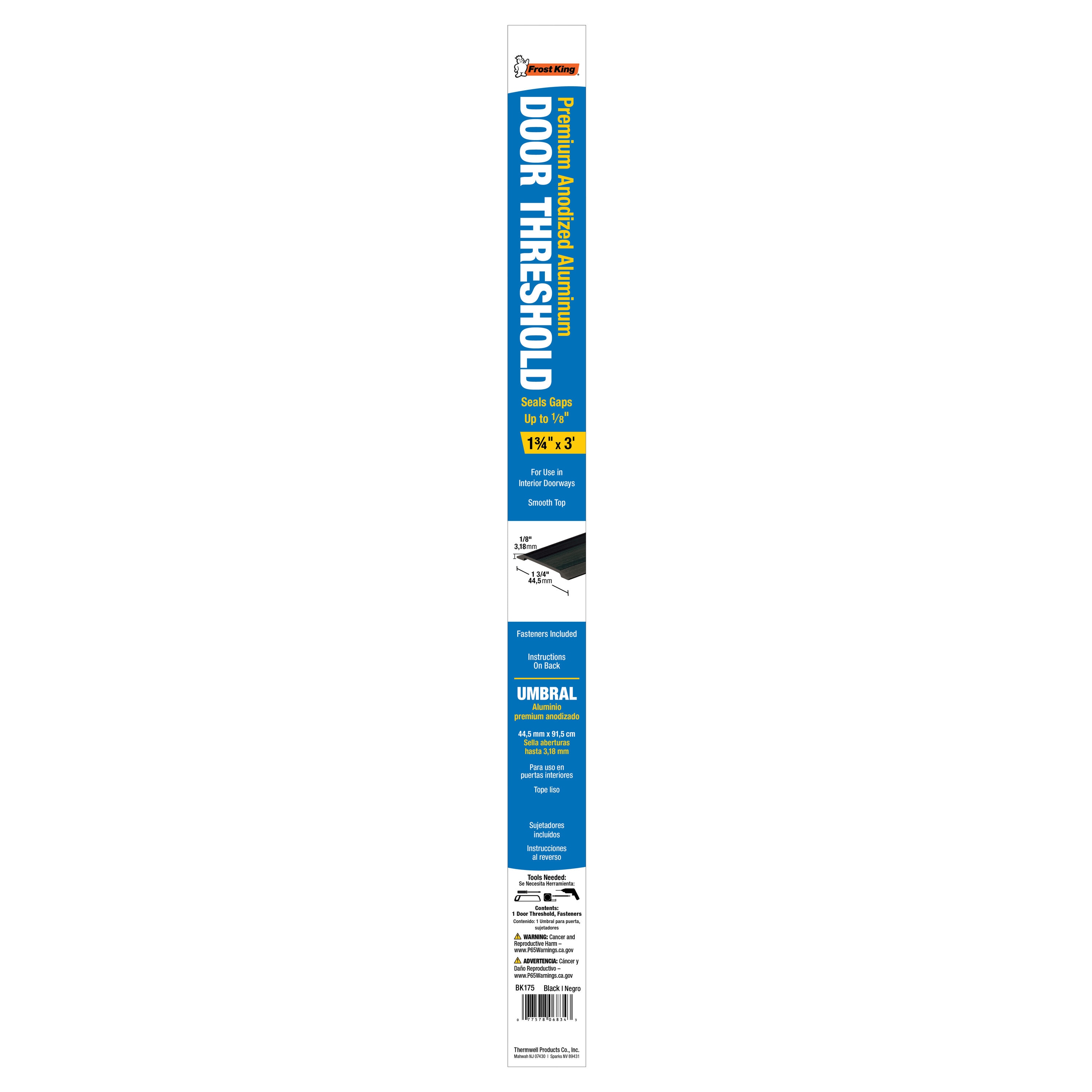 Frost King BK175 3-ft x 1-3/4-in x 1/4-in Black Aluminum/Vinyl Door Weatherstrip