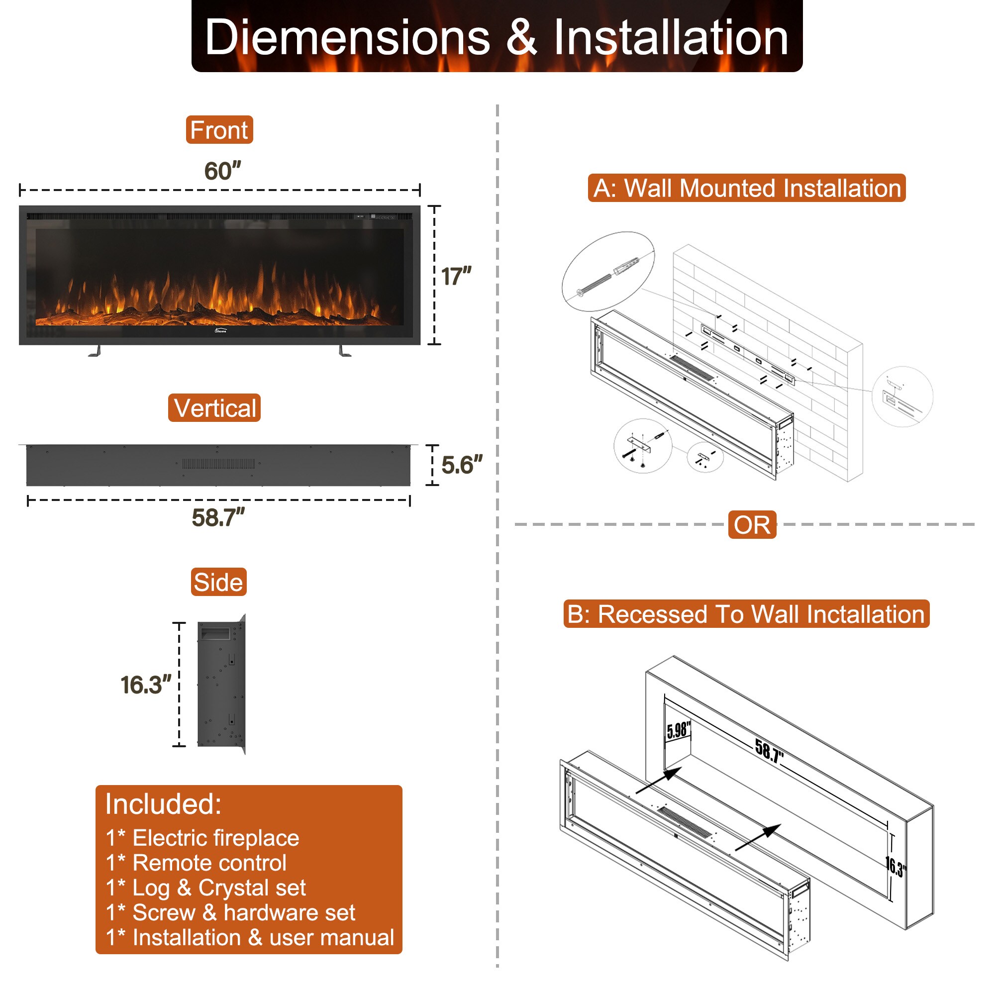 Clihome CL-W42 Electric-Fireplaces - View #6