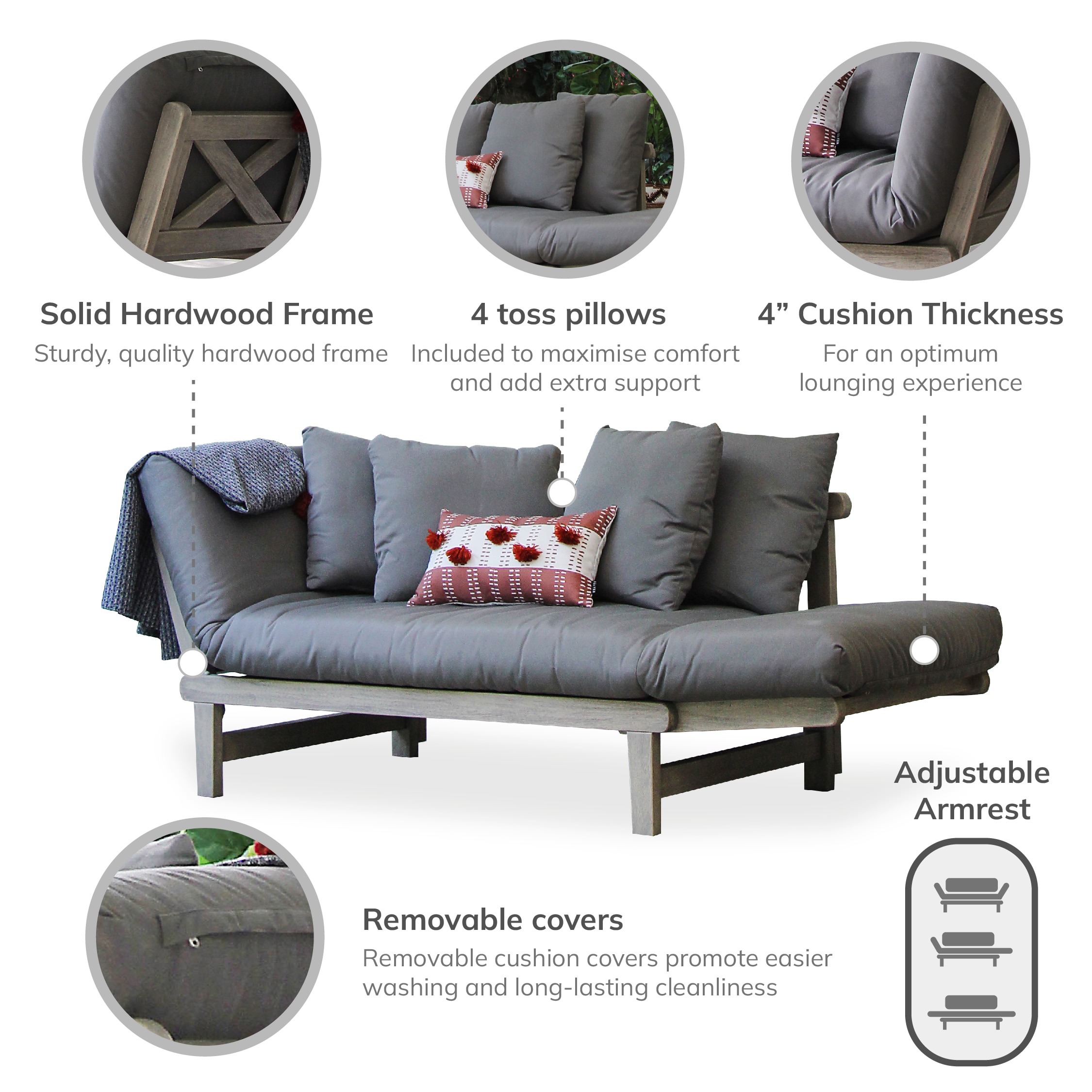 Cambridge Casual 460109-HW-DW-GY-XX Patio-Sofas-Daybeds - View #7