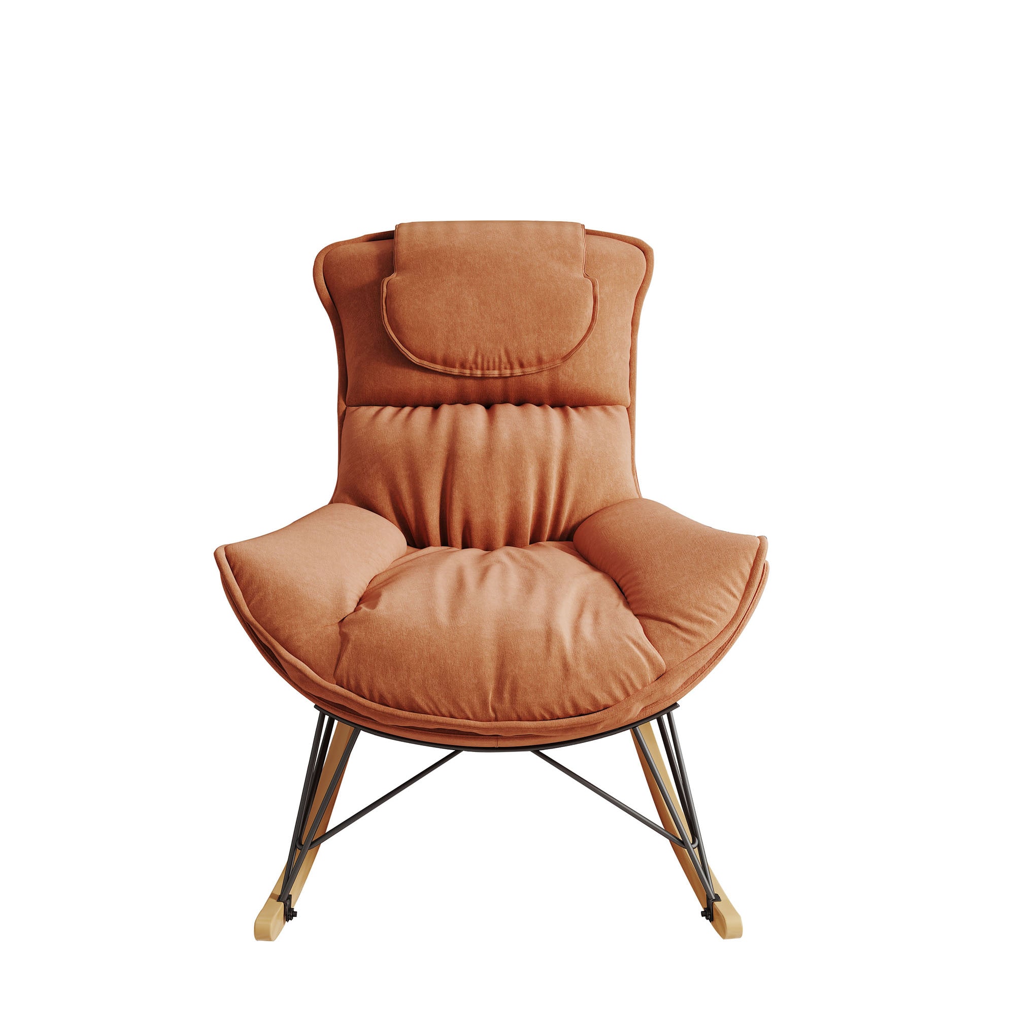 Bybafun YA6100136 Casual Brown Velvet Rocking Chair