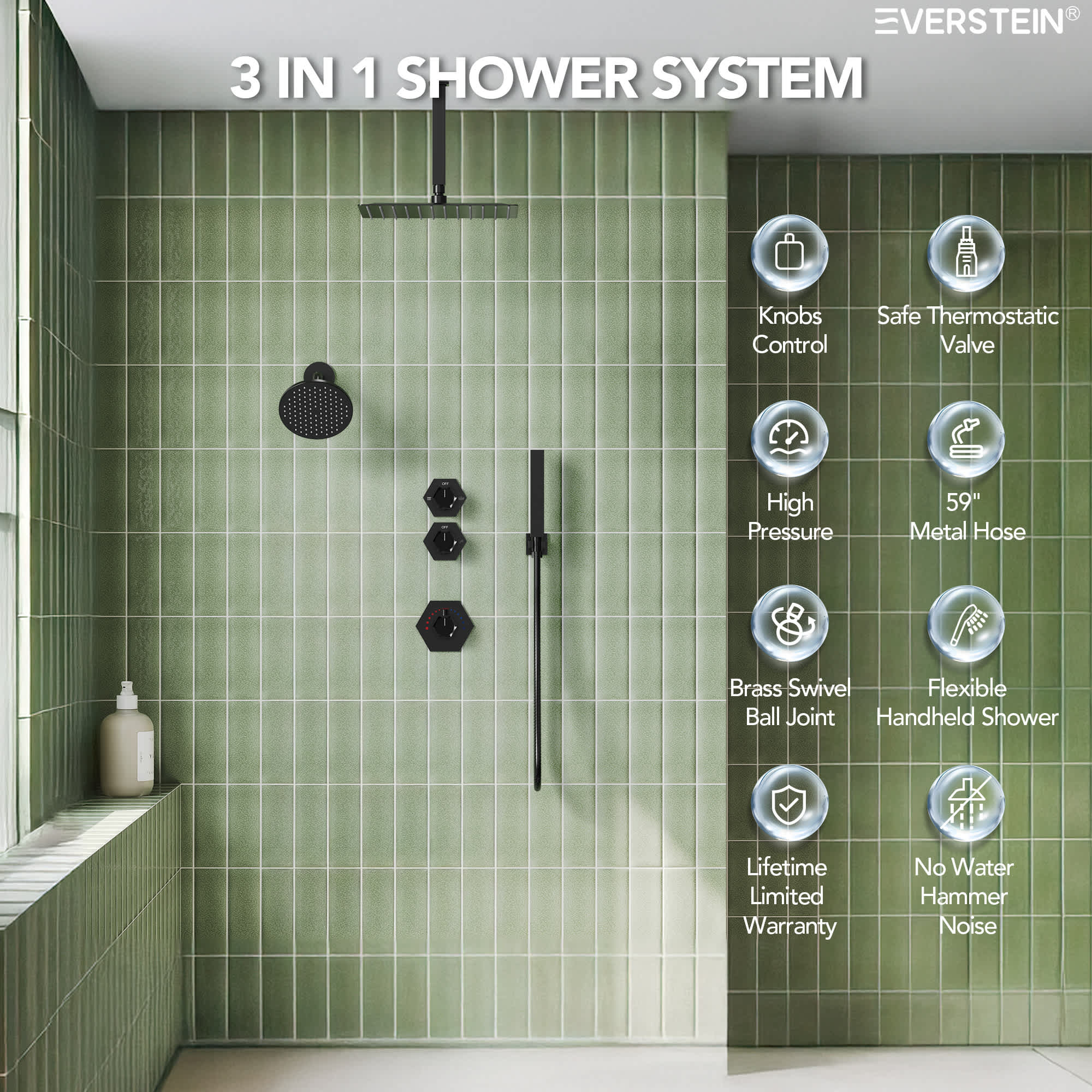 EVERSTEIN SFS-1041-BK12 Tub-Shower-Faucets - View #2