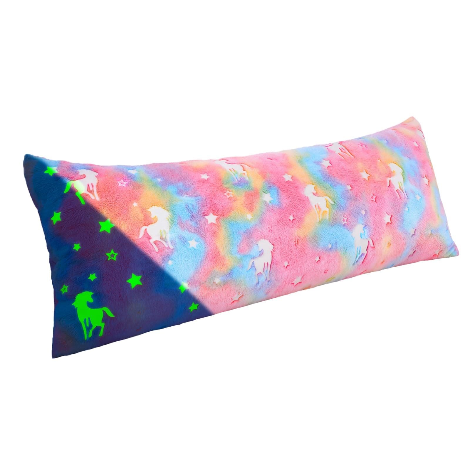 Yichuhaoxi  Glow in The Dark Body Pillow Cover Long Pillow Case Full Length Soft Body Pillowcase for Kids Girls Decorative 21x54 in