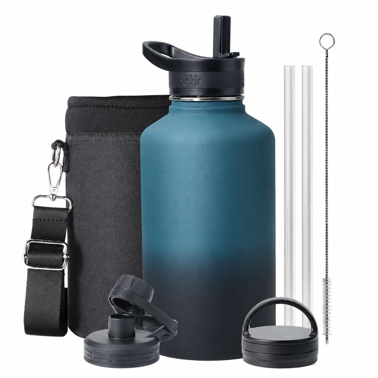 Etokfoks  64 oz Indigo Crush Blue Stainless Steel Vacuum Insulated Water Bottle Cold 48 Hrs Hot 24 Hrs BPA Free 1 Piece