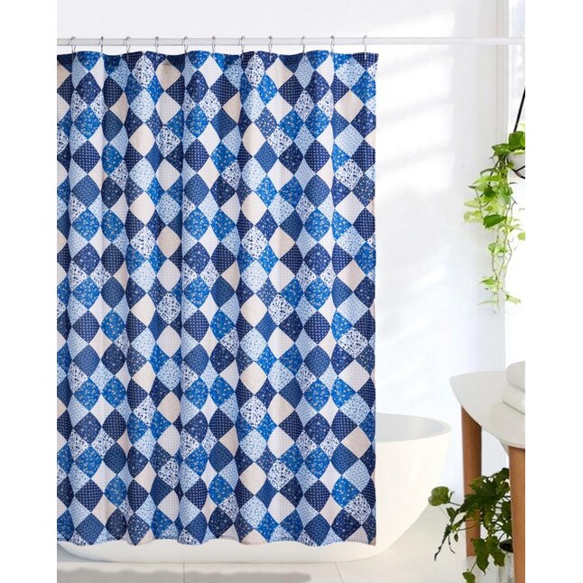 Shower Curtains, Patchwork Shower Curtain Blue