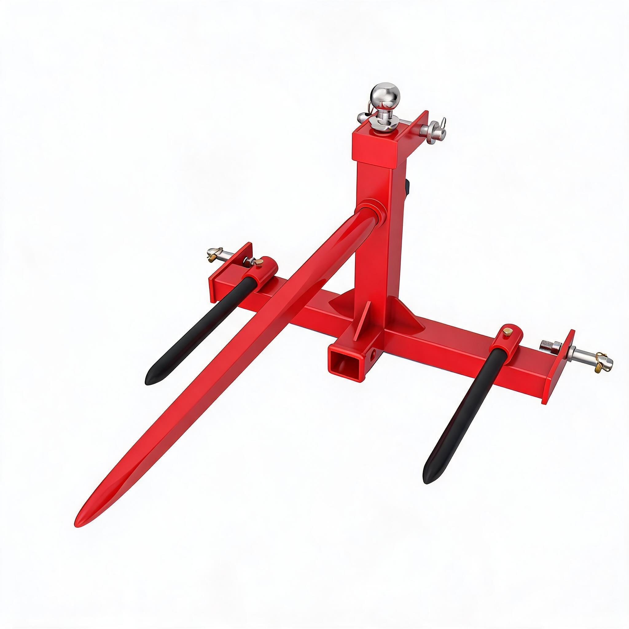 Garvee 49in Hay Spear Bale Spears 1600lbs Loading Capacity Three-Point Hitch Tractor Attachment with 2pcs 17.5in Stabilizer Spears Quick Attach Spike Forks