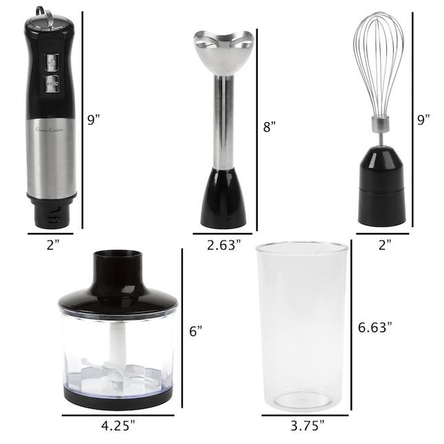 Hastings Home 851439FCZ Immersion Blender 4-in-1 6 Speed Hand Mixer SE