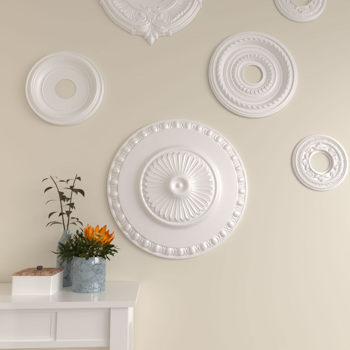 Primed White Polyurethane Lyon Ceiling Medallion 23.5"